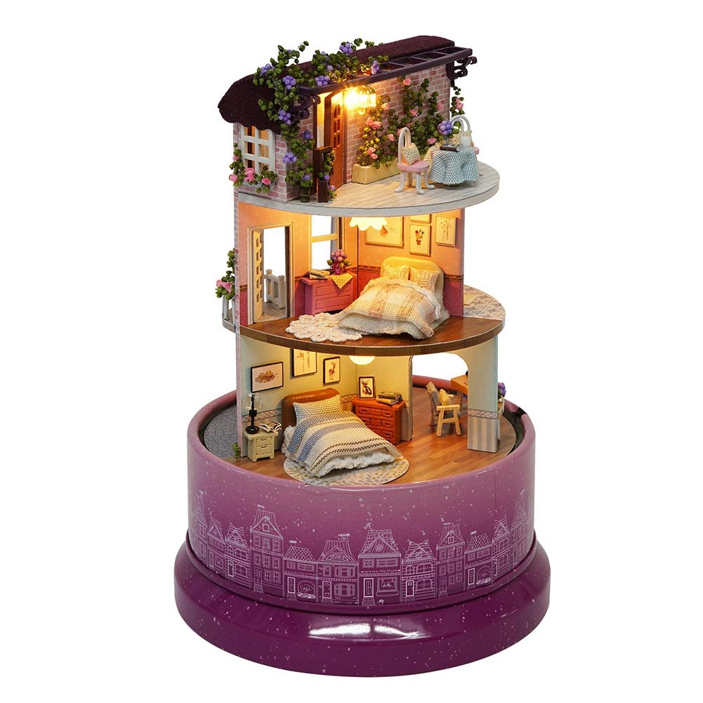 Modello di Casa in Miniatura Fai-da-te con Luce LED e Carillon per