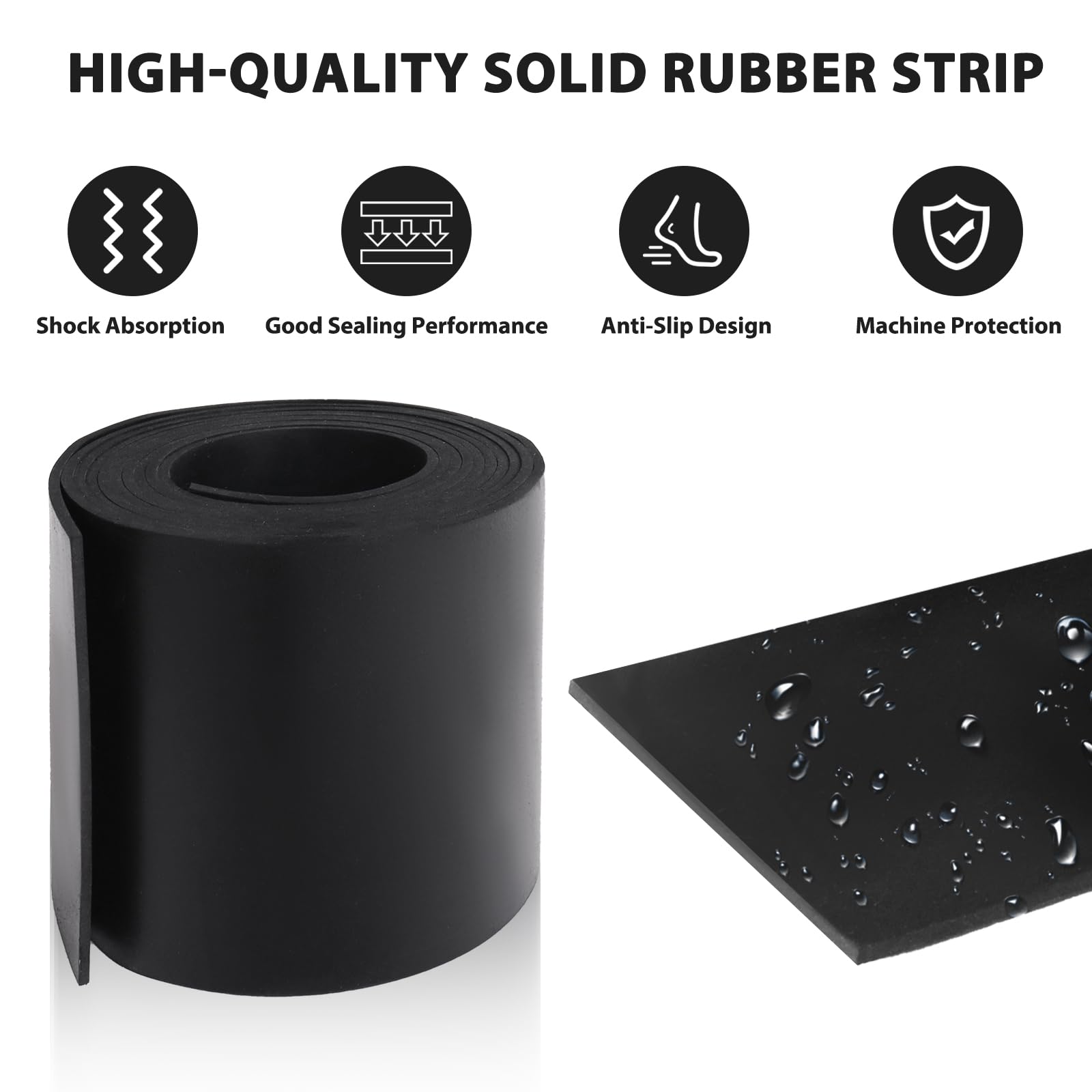 Bande de Caoutchouc Bande Néoprene 300 mm x 1,5 mm x 1 m -Jplaque Caoutchouc, Antidérapant, Anti-Vibrations | Idéal pour Bricolage, Étanchéité & Revêtement