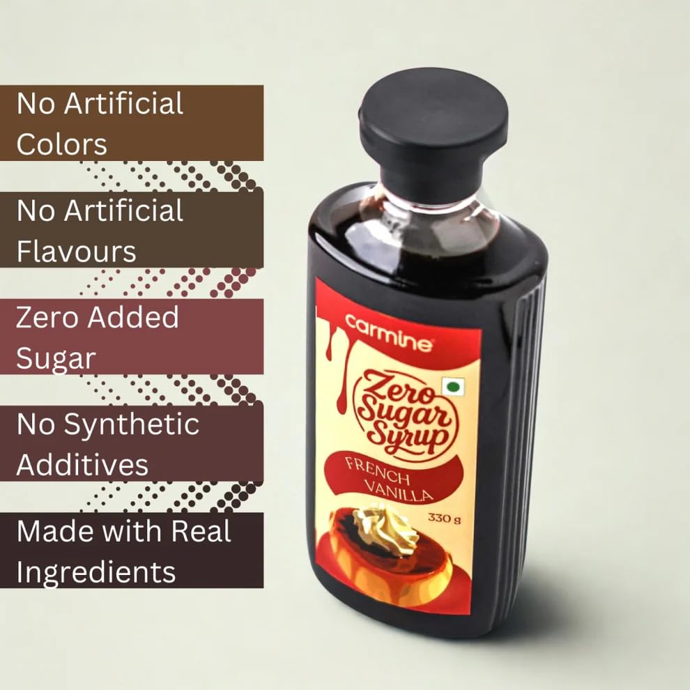 Carmine Zero Sugar French Vanilla Syrup – 330g | New & Improved Recipe | Sweetened with Pure Monk Fruit | Natural, Plant-Based Sweetener | No Added Sugar or Artificial Ingredients | Low Carb, Keto & Diabetic Friendly | Clean Label Flavor Syrup for Coffee & More - Image 9 thumbnail