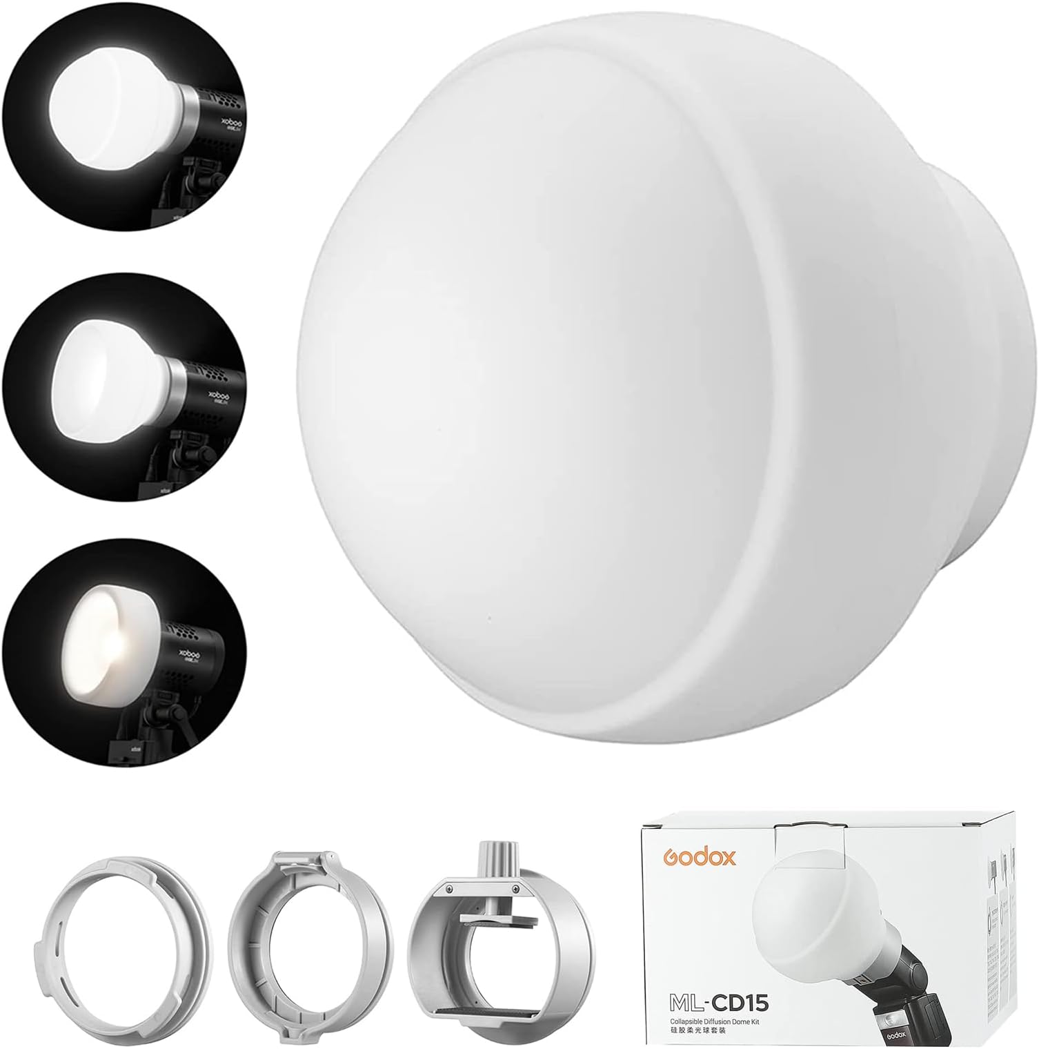 ML-CD15 Camera Flash Diffusion Dome for Godox V1 V860III V860II V850II TT685II TT600 TT560II TT520II TT660 ML30 ML30Bi ML60 ML60Bi AD100PRO AD200PRO AD300PRO AD400PRO