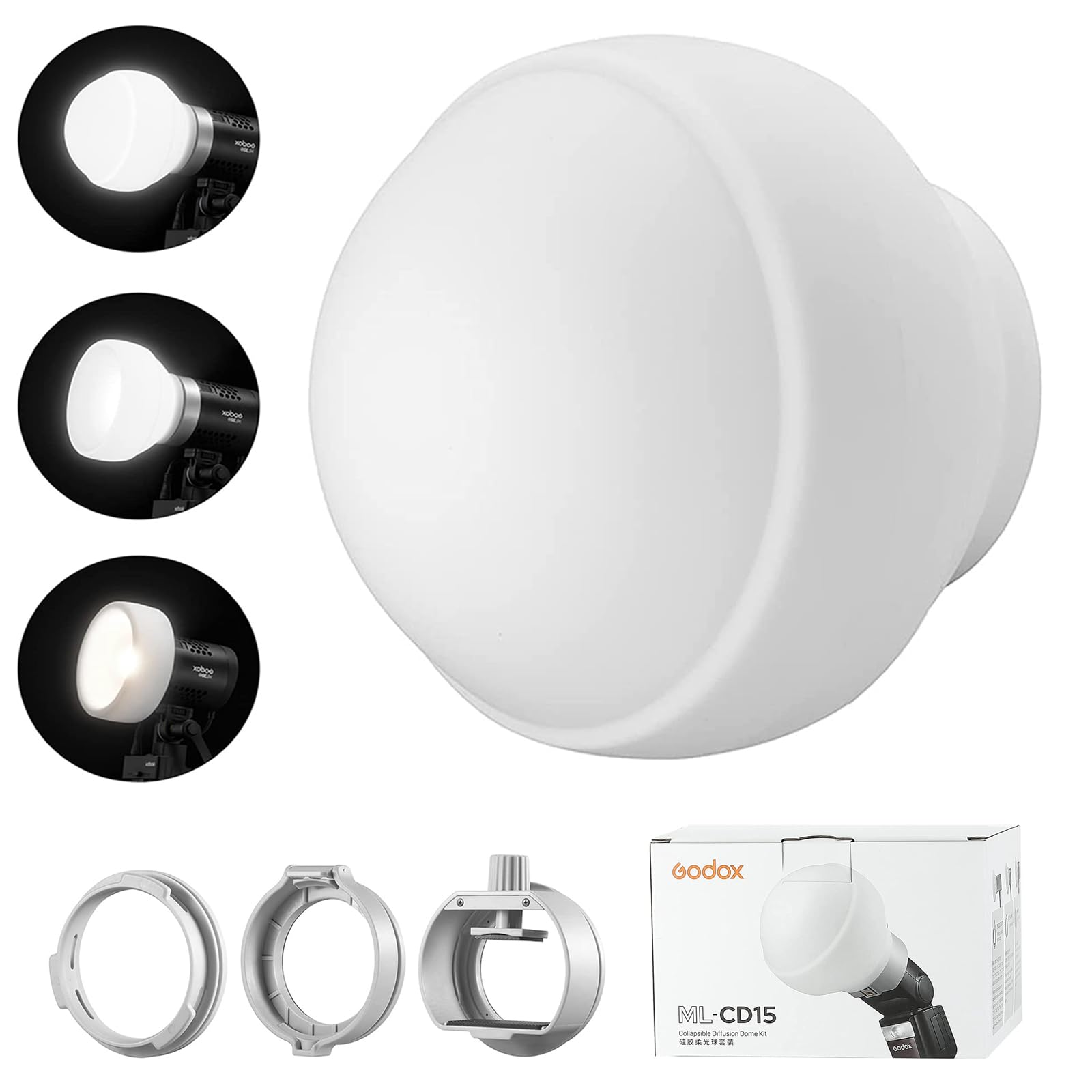 GODOXML-CD15 Camera Flash Diffusion Dome for Godox V1 V860III V860II V850II TT685II TT600 TT560II TT520II TT660 ML30 ML30Bi ML60 ML60Bi AD100PRO AD200PRO AD300PRO AD400PRO