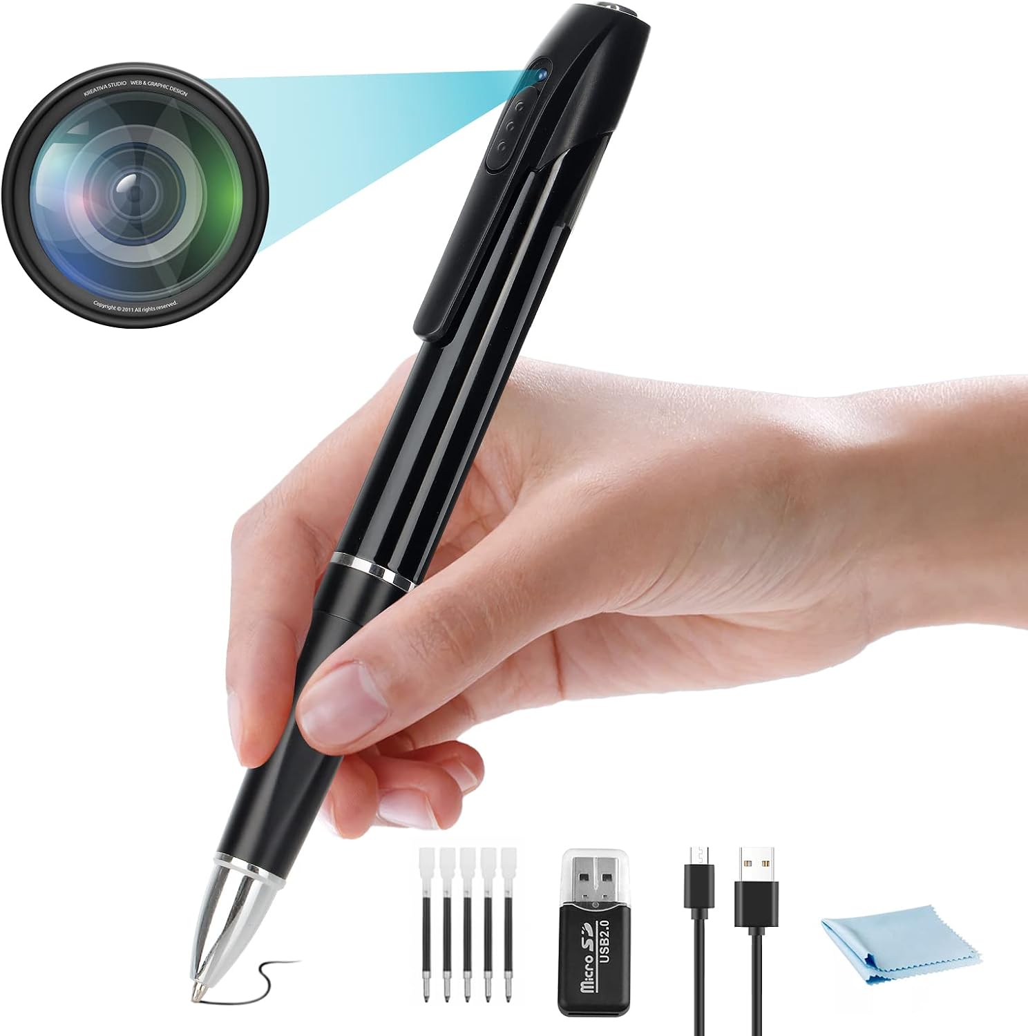 abyyloe Spy Camera, Hidden Camera with 32G SD Card, Mini Spy Camera with 1080P, Spy Pen,Nanny Mini Camera for Home Security