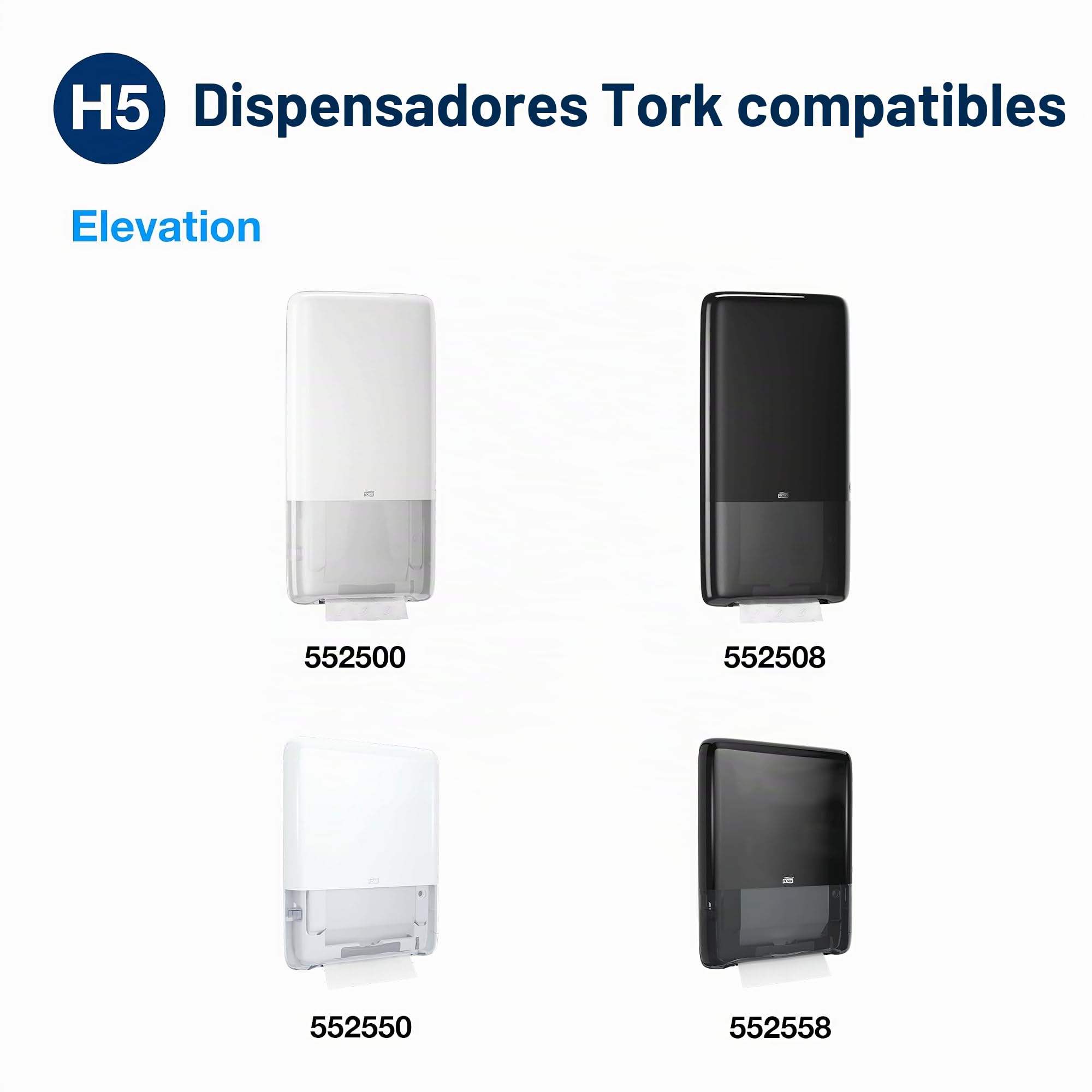 Tork PeakServe Toallas de Mano en Continuo Blanco H5, Universal, Comprimidas, 4920 Servicios, 100585