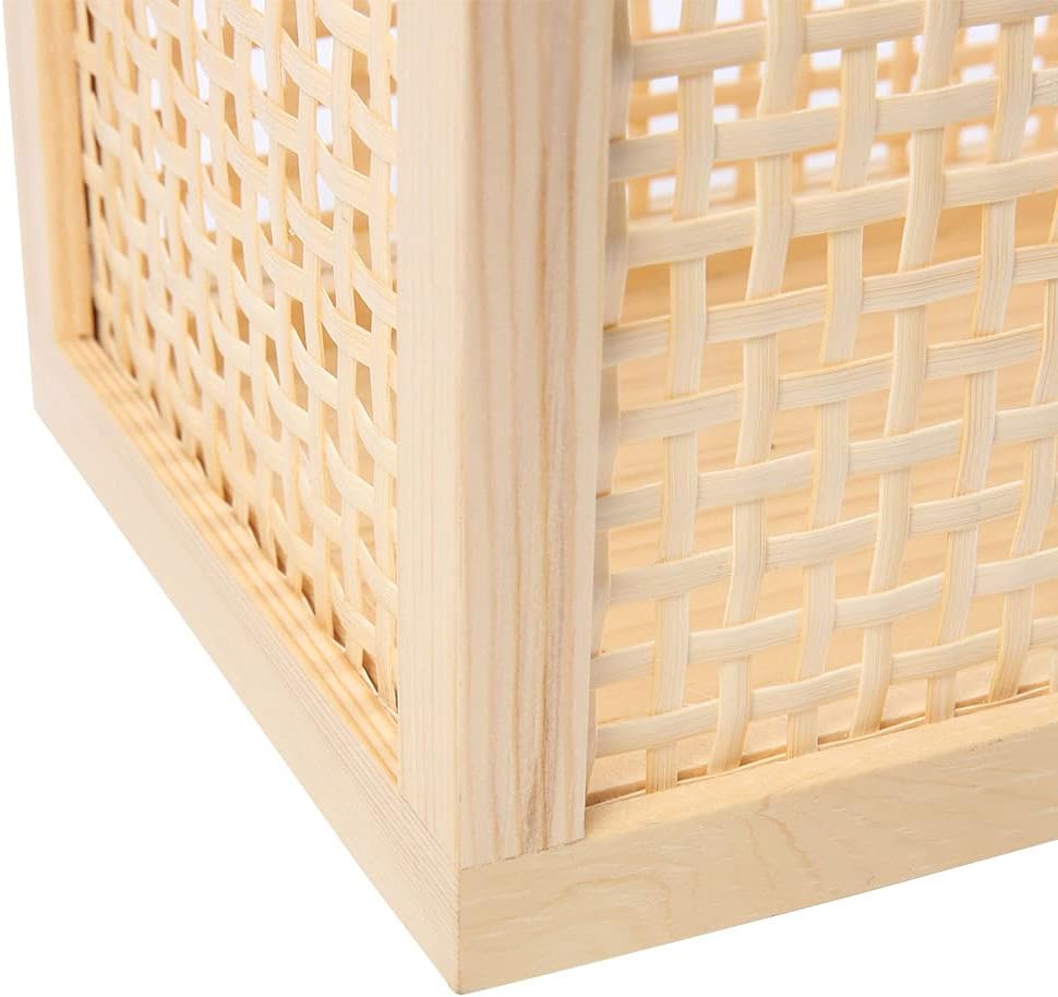 Small Wood Storage Basket, Rectangle Rattan Storage Box, Bamboo Storage Box for Bathroom Office Desktop