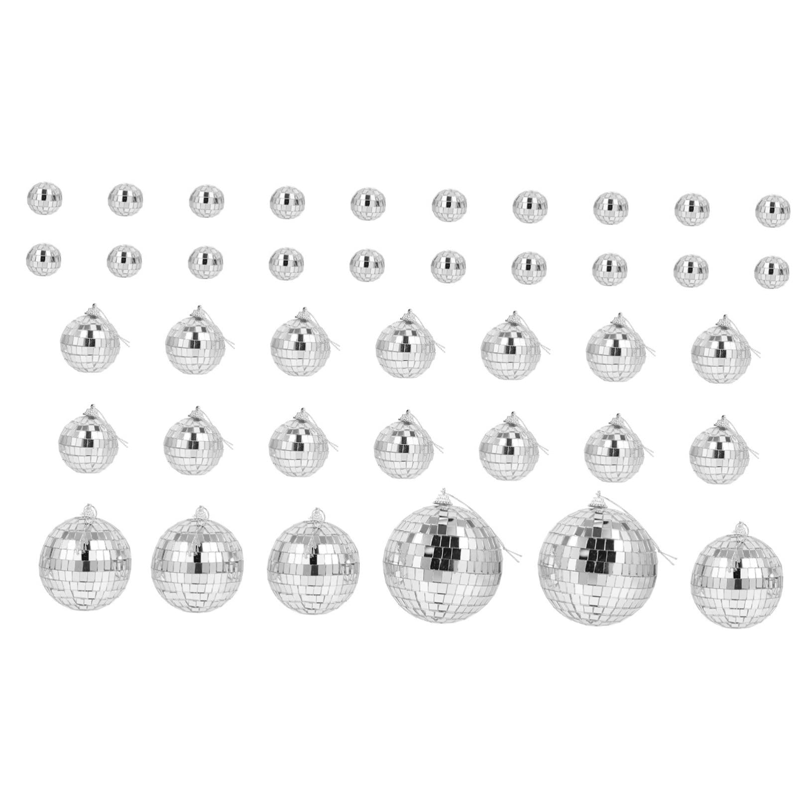 Bola de Discoteca Pequeña de Vidrio Reflectante Plata 40 Piezas