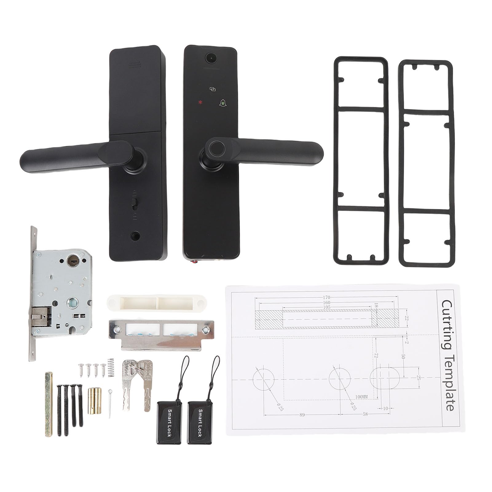 Serrure Connectée avec Caméra HD, 6 Modes de Déverrouillage (empreinte Digitale, Mot de Passe, Carte à Puce, Application Mobile, Mot de Passe temporaire), Sonnette Intégrée et