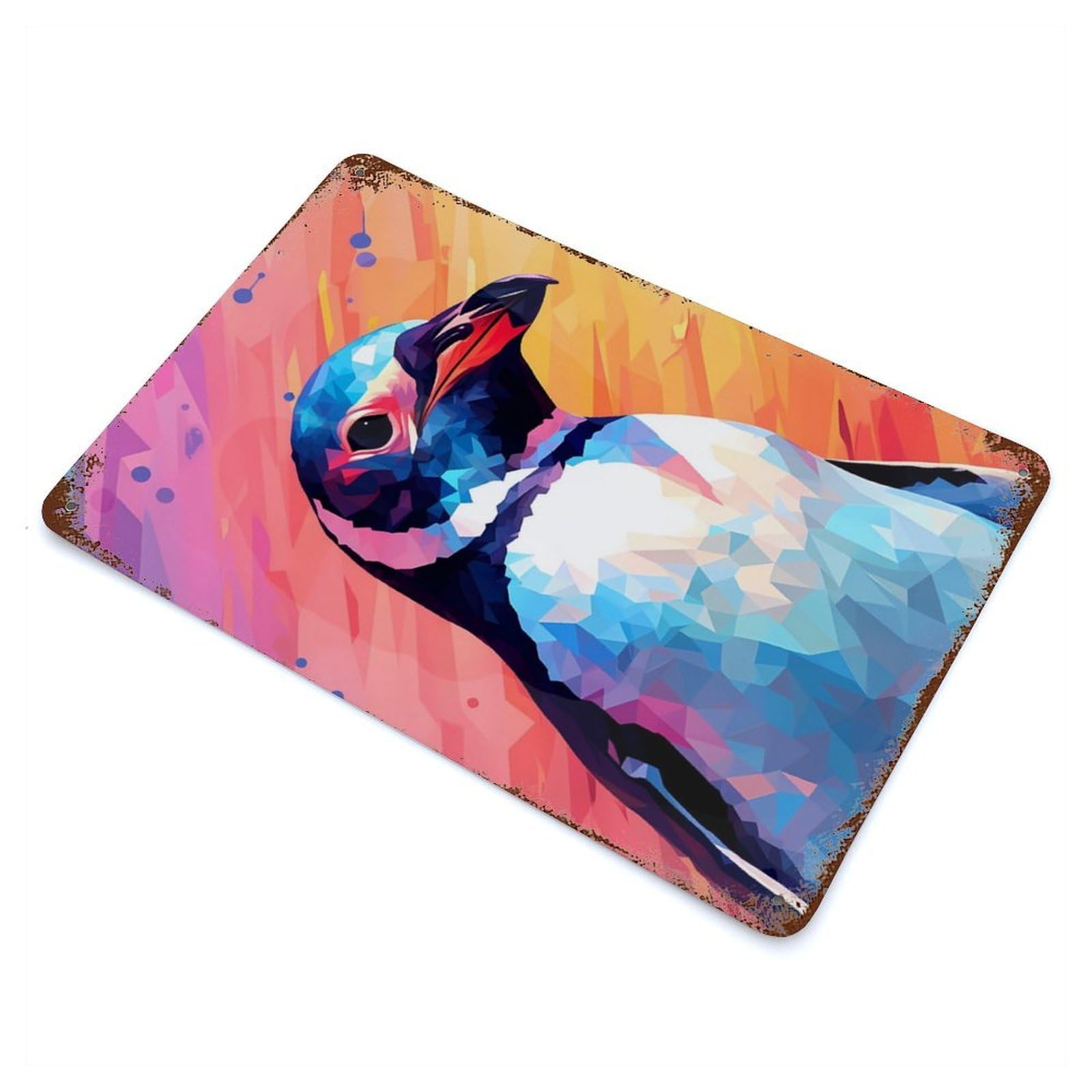 Penguin Cute Rusty Metal Tin Sign 11.8"x7.9", Ideal for Farmhouse, Kitchen And Entryway Decor