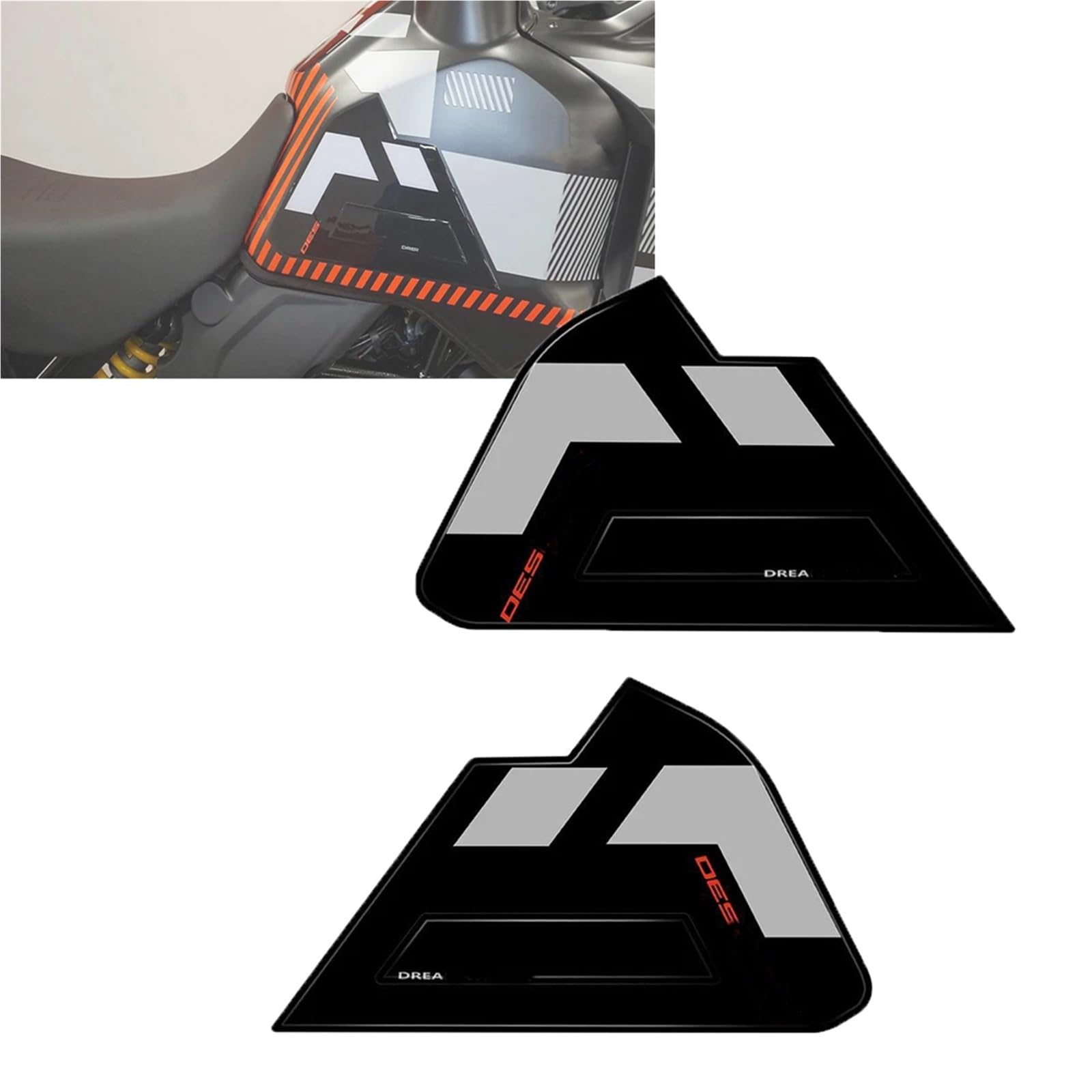 Tynbv Black- Silver Decorative Sticker Motorcycle Protective Sticker Accessories For Ducati Desertx Desert X Rr22 2023 Decoration Tank Pad Stickers