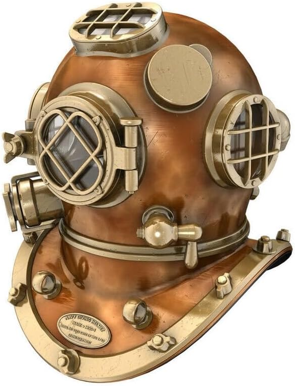 Copper and Brass Heavy Diving Helmet - US Navy Mark V Divers Helmet - Deep Sea Replica Diving Helmet Vintage Marine Diving Helmet