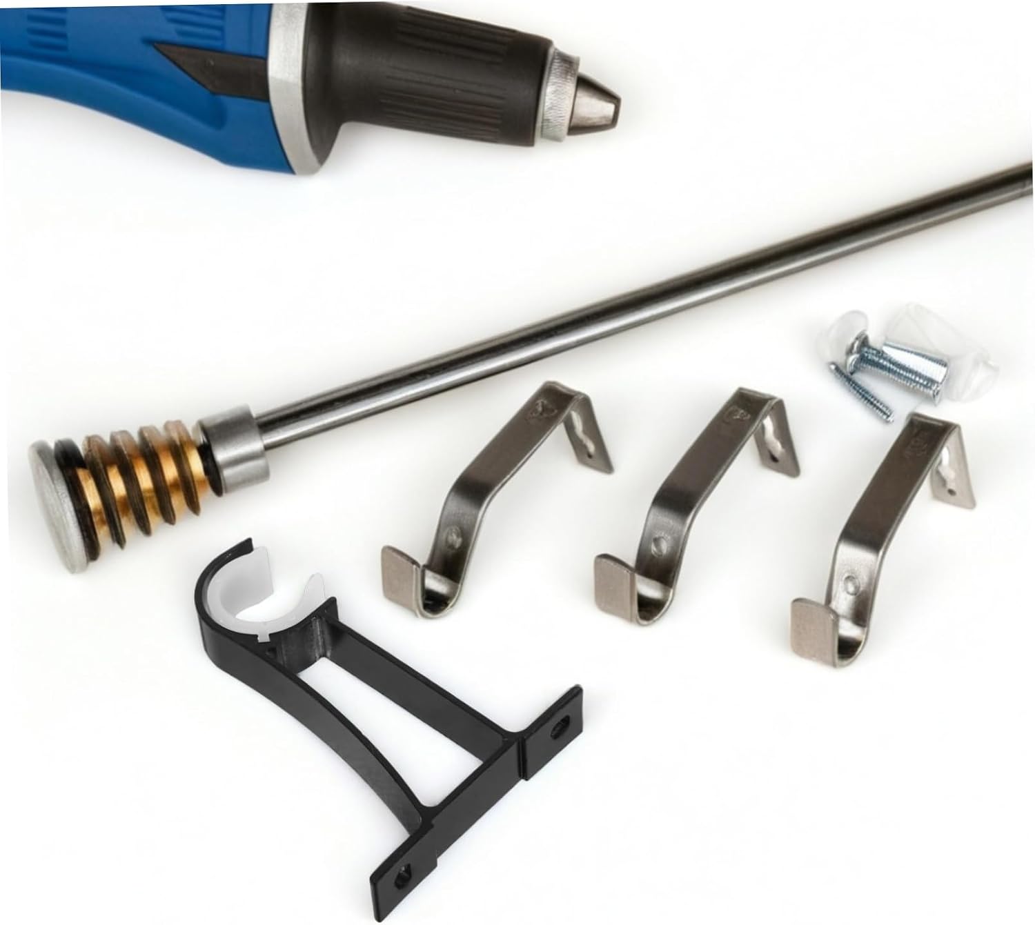 Cabilock 4 Sets Heavy Duty Curtain Rod Brackets Aluminum Alloy Holders for Window Drapery Support Versatile Indoor Outdoor Use Complete Installation Hardware Included