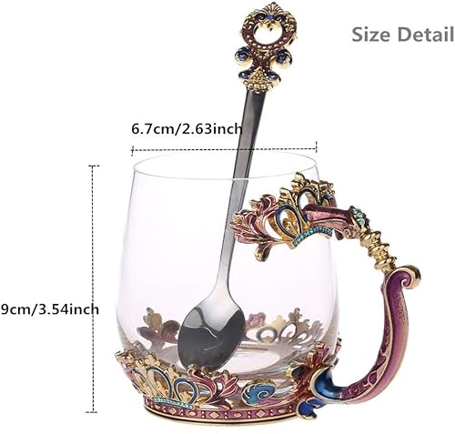 Miniatura 4 de Taza de café hecha a mano con corona esmaltada de cristal transparente con asa, ideas únicas de regalo de cumpleaños personalizadas para mujeres,