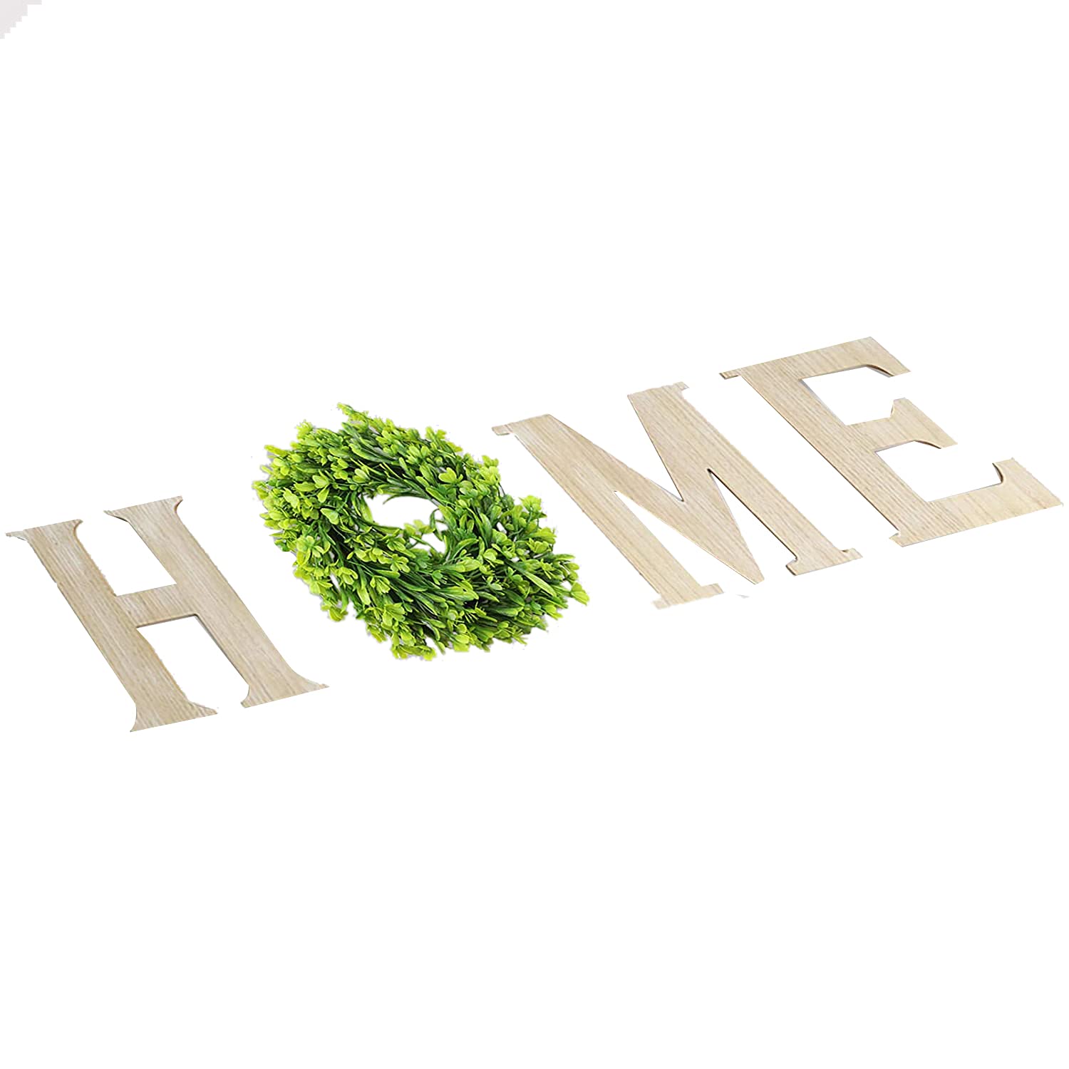 JUJIAN Inicio Letrero De Cuero con Corona Artificial de Eucalipto, Letras de Hogar para Decoración de Sala de Estar (Propiedad)