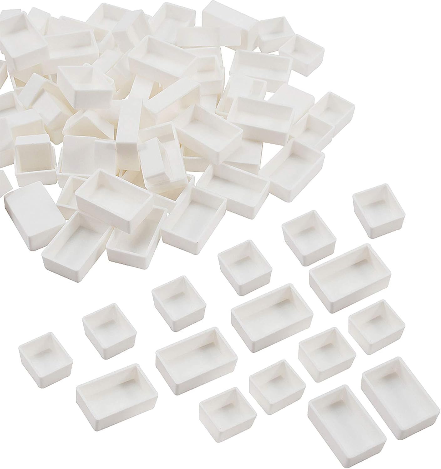 PH PandaHall 100pcs Watercolor Paint Pans(50pcs Full Pans, 50pcs Half Pans) White Plastic Empty Paint Pans for DIY Watercolor Oils or Acrylics Painting Travel Tin Case Palette Art Drawing