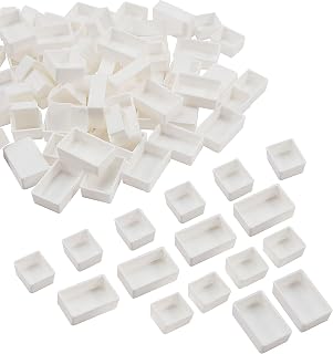 PH PandaHall 100pcs Watercolor Paint Pans(50pcs Full Pans, 50pcs Half Pans) White Plastic Empty Paint Pans for DIY Watercolor Oils or Acrylics Painting Travel Tin Case Palette Art Drawing
