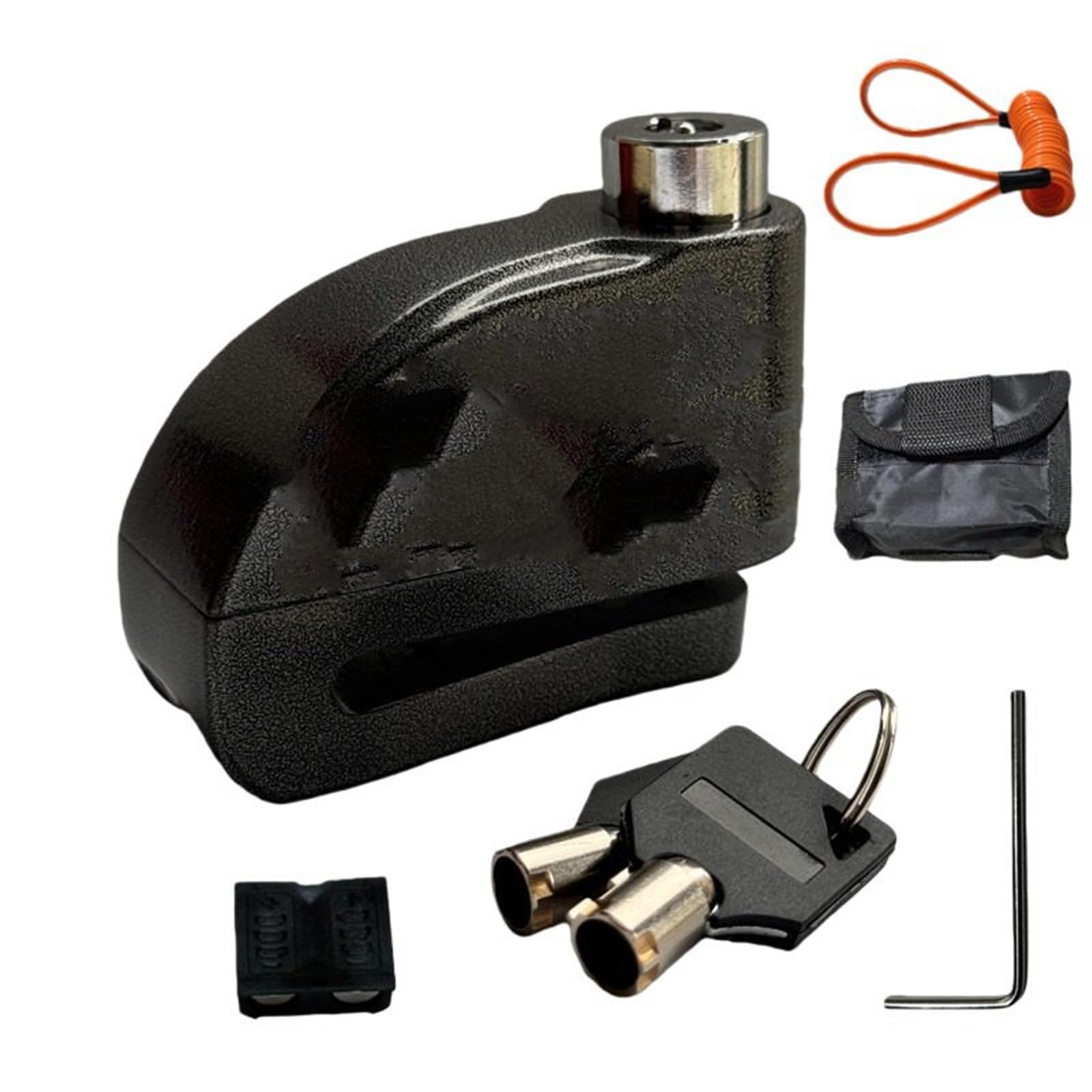 Blocca Disco Blocco allarme moto impermeabile Sicurezza bici Antifurto Freno a disco da montagna per moto + Borsa + Corda promemoria da 1,5 m Bloccadisco Moto(8302-1)