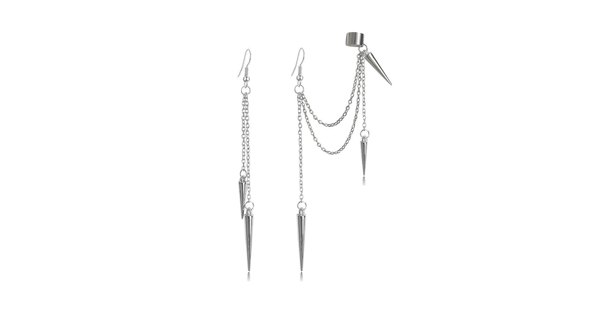 Amazon.com: ANDPAI Unique Lightweight Black Silver Punk Long