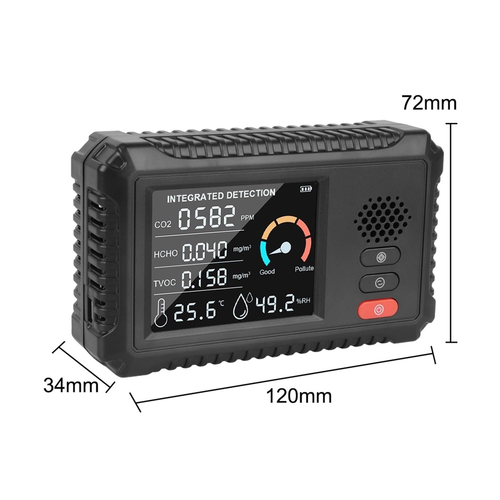 Monitor della qualità dell'aria Sensore di anidride carbonica Analizzatore gas Multifunzionale Home Office Tester aria esterna TVOC HCHO Rilevatore CO2 Per cucina e camper