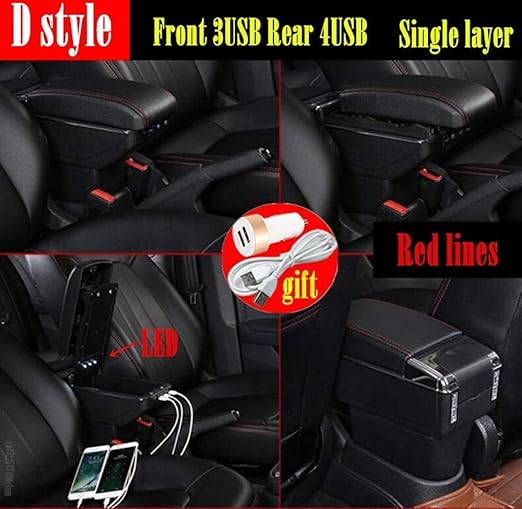 Amazon ドリンクホルダー 車 オペルアストラjユニバーサルカーセントラルアームレスト収納ボックスカップホルダー灰皿改造アクセサリー用 Color D Style Black Line 外付コンソールボックス 車 バイク