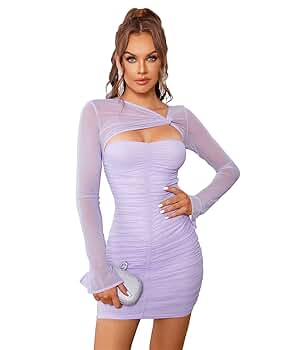 Amazon.com: HTZMO Women's Long Sleeve Cut Out Mini Dress