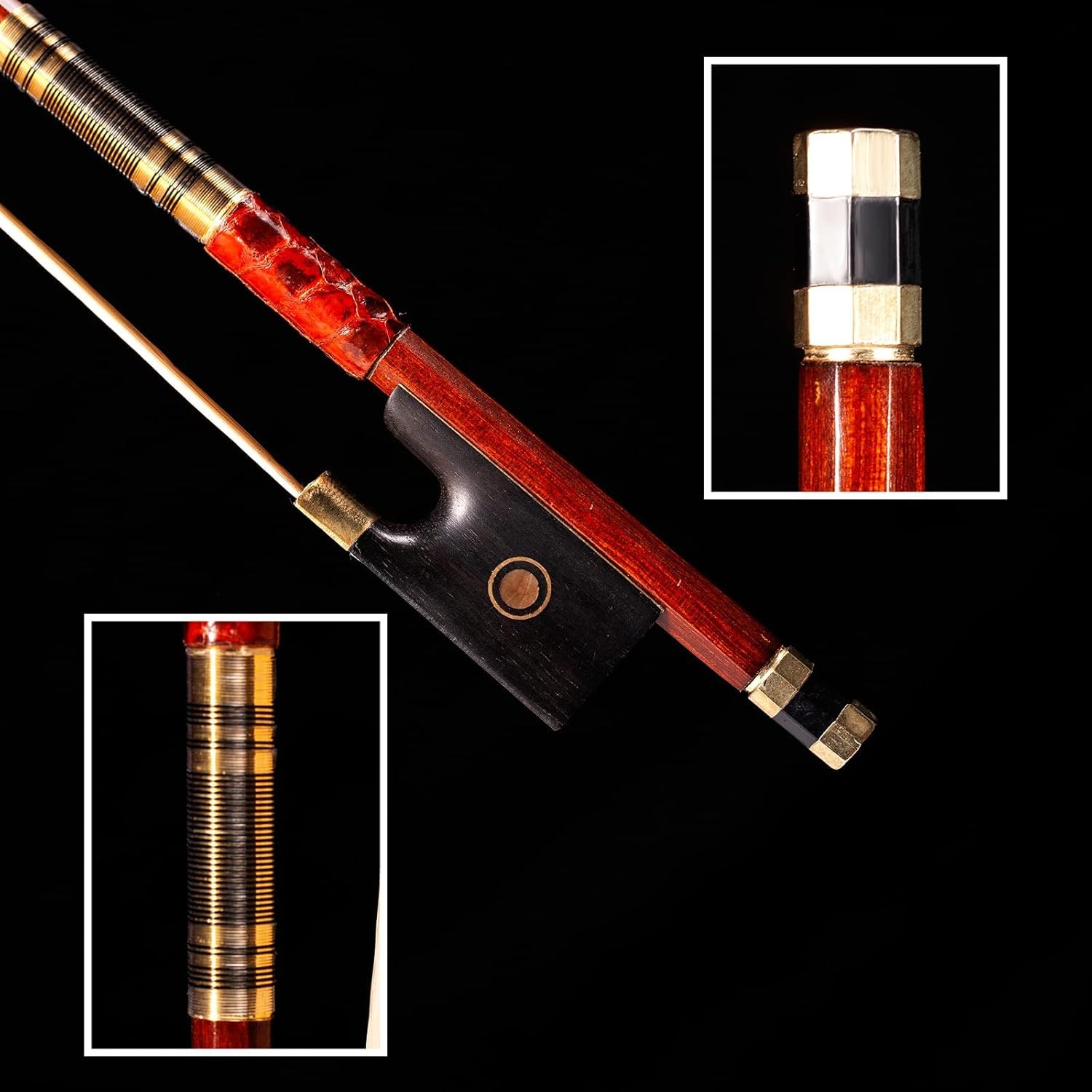 AMZZ Archetto avanzato per violino 4/4 in pernambuco, realizzato a mano, leggero ed equilibrato, vero crine di cavallo per un tono profondo e potente, ideale per violinisti avanzati