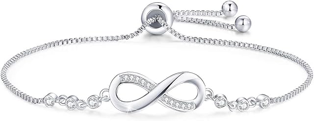 Cosie Lily Infinity Bracelet for Women,925 Sterling Silver White Gold Plated Love Heart Bracelet with Cubic Zirconia Friendship Bracelets,Birthday Gift for Women,Ladies Jewellery Gift