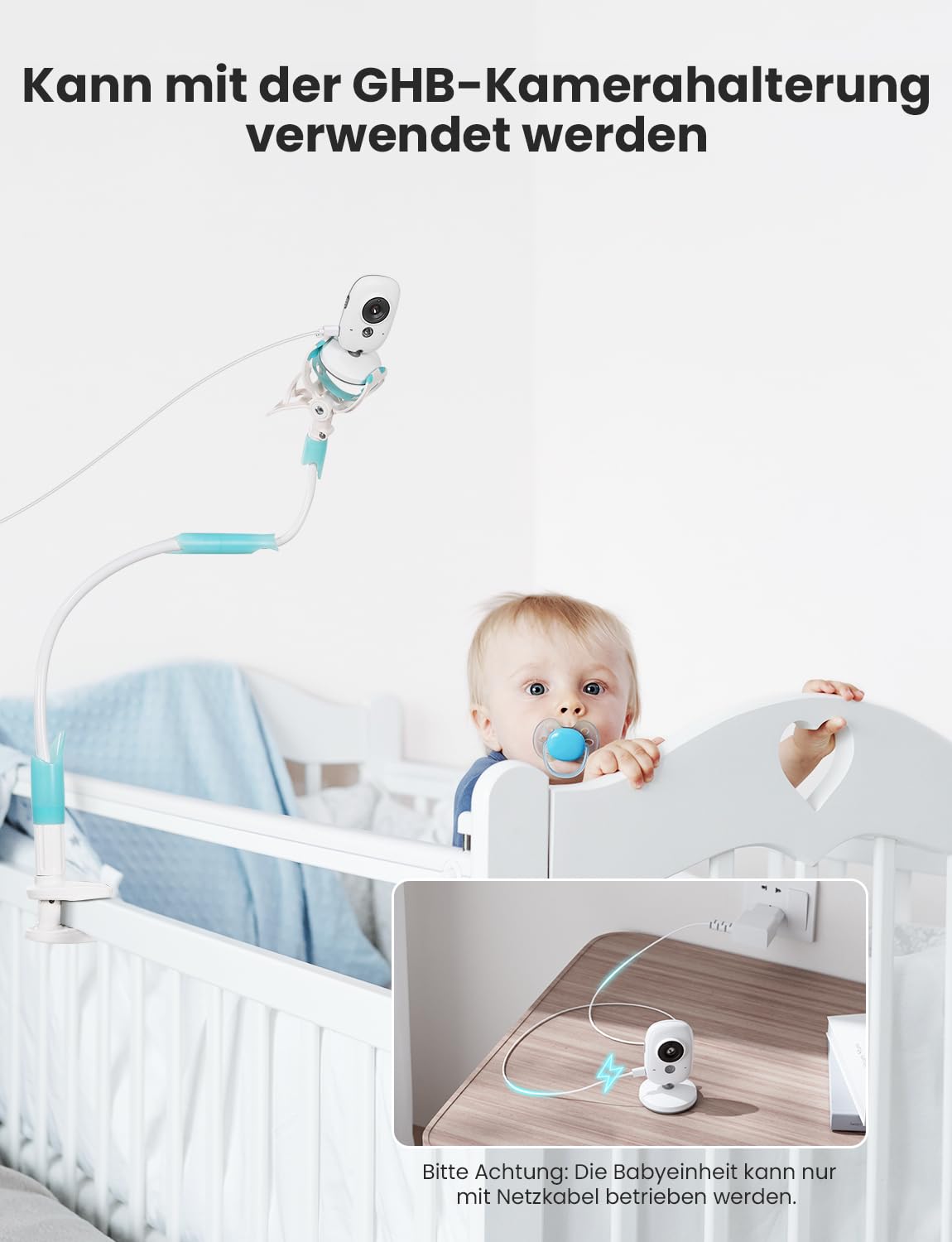 GHB Babyphone mit Kamera Baby Monitor 3.2" LCD Nachtsicht VOX Modus Gegensprechfunktion und Schlaflieder drinnen