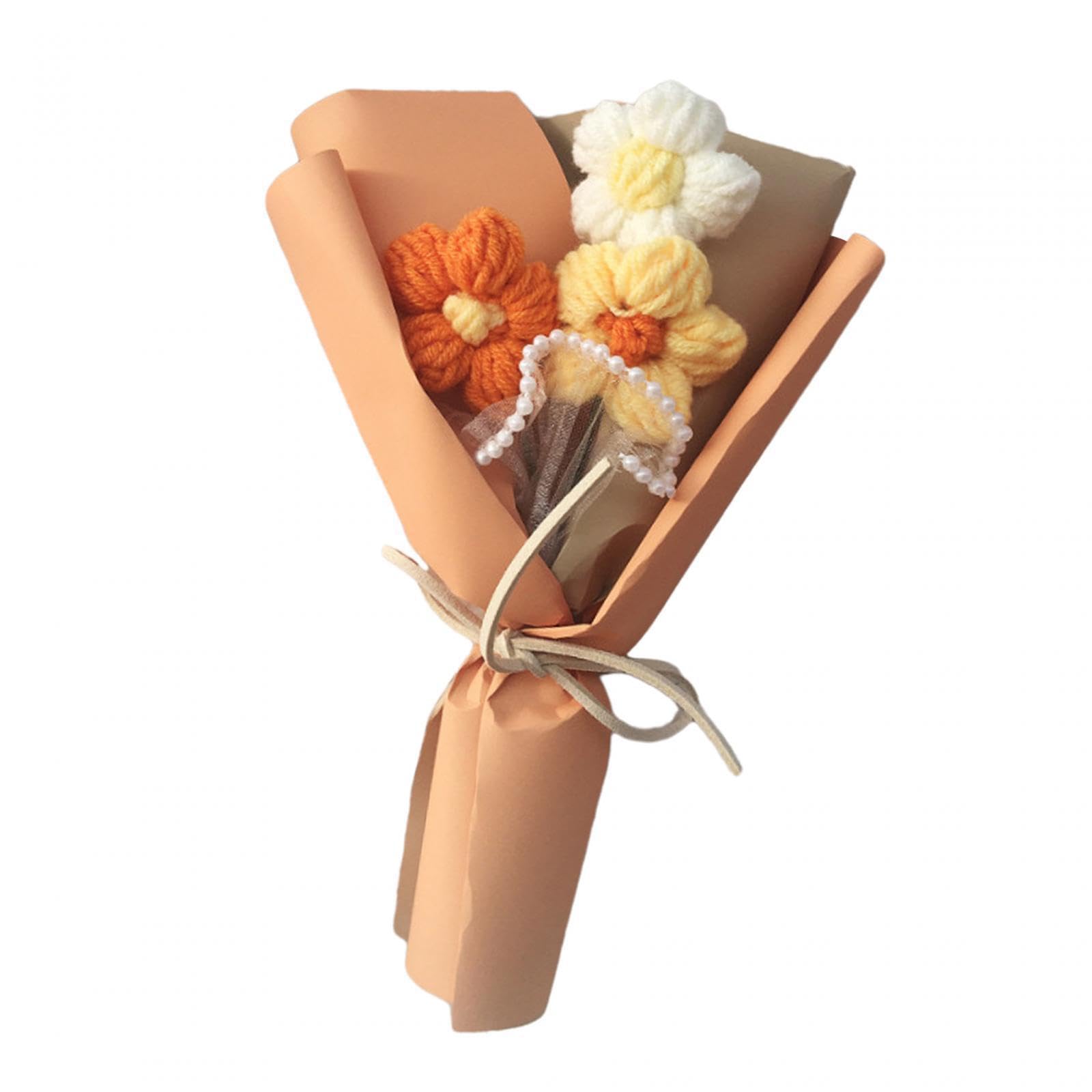 TWISAXC Is Carefully Crafted By Hand To Always Remain Vibrant And Beautiful Beautiful And Realistic Handmade Knitted Bouquet For Special Occasions Artificial, Style B