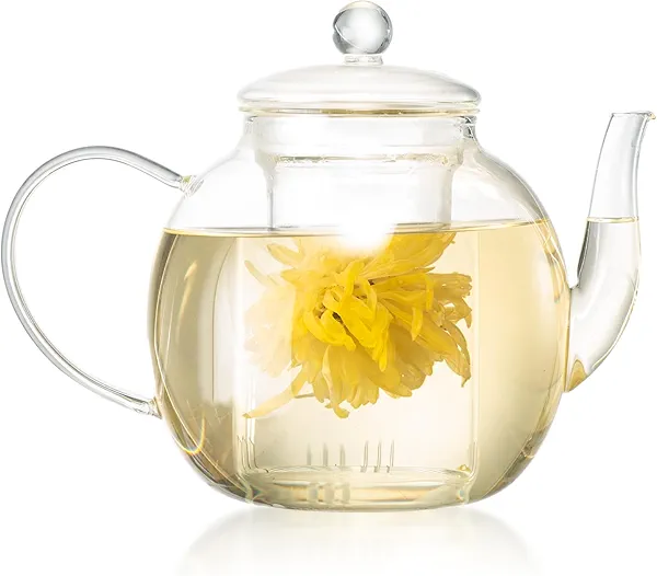 1530 ml/52 oz Large Glass Teapot with Removable Infuser, Clear Tea Kettle Stovetop Safe for Loose Leaf and Blooming Tea, Unique Father's Day Gifts 52oz/1530ML