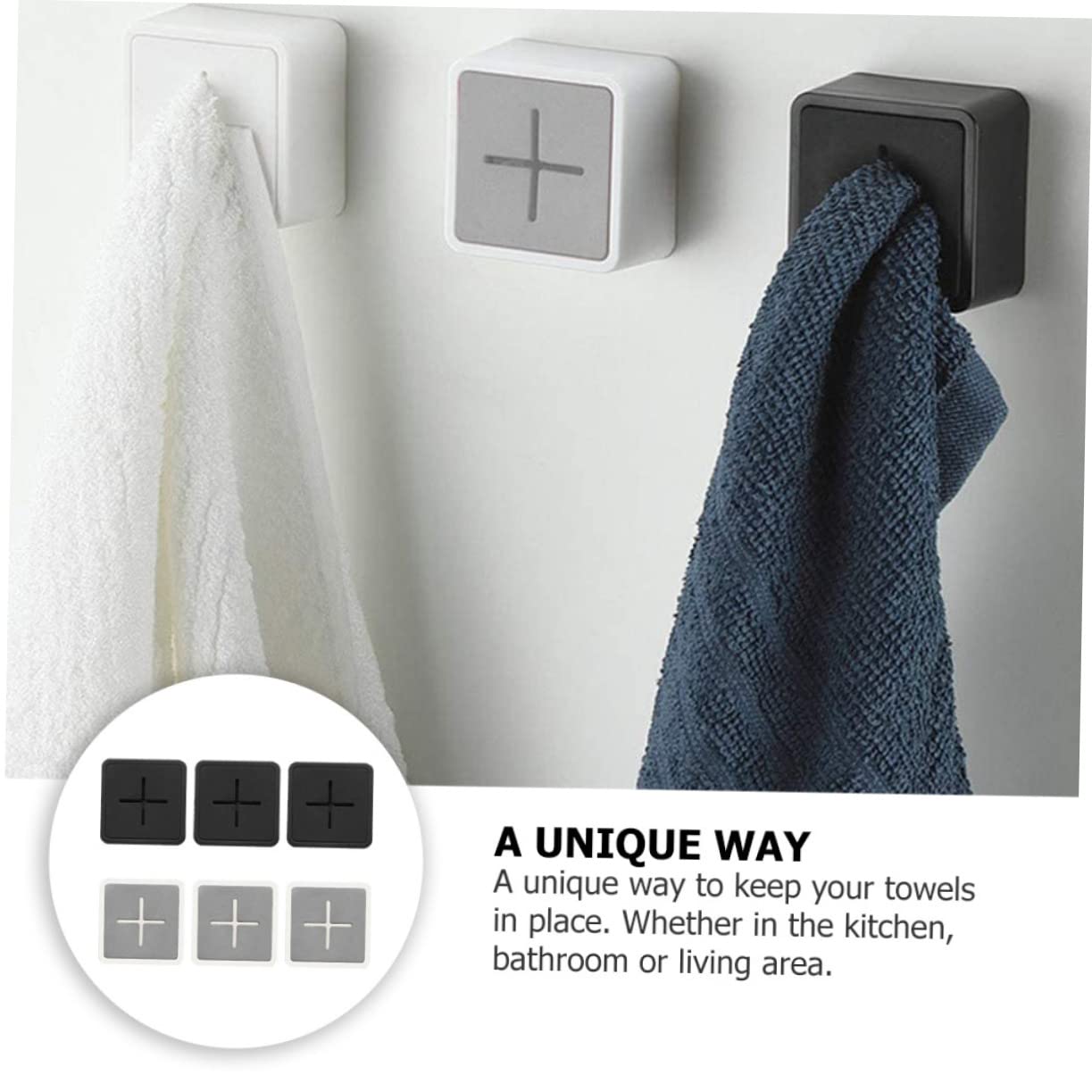 Housoutil Juego De 3 Perchas Autoadhesivas De Abs Para Toallas De Cocina Y Baño Ganchos Modernos Para Toallas De Té Ganchos Adhesivos Para Colgar En La Pared 6 Unidades X 3