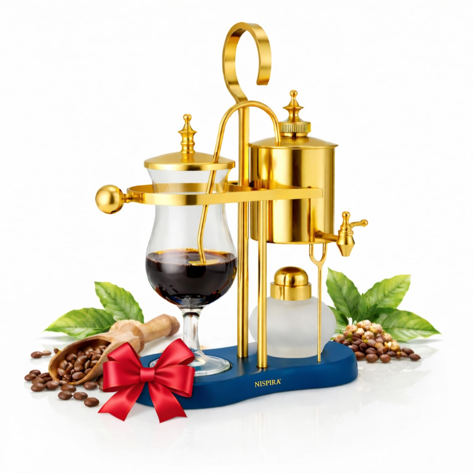 Nispira Belgian Balance Syphon Coffee Maker Gold Peacock Blue