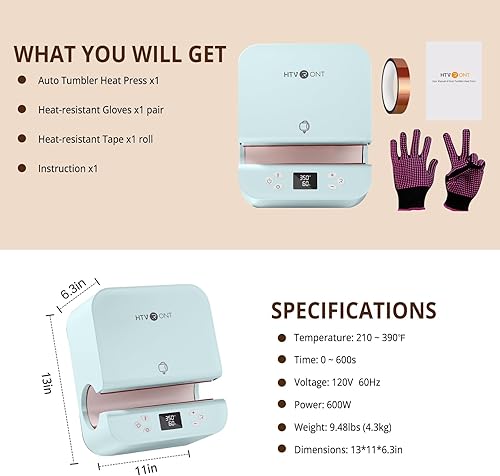 Vista 7 de HTVRONT Máquina de Prensa Térmica Automática para Vasos - Prensa Térmica para Tazas Calentamiento Rápido y Uniforme, Prensa Térmica Profesional