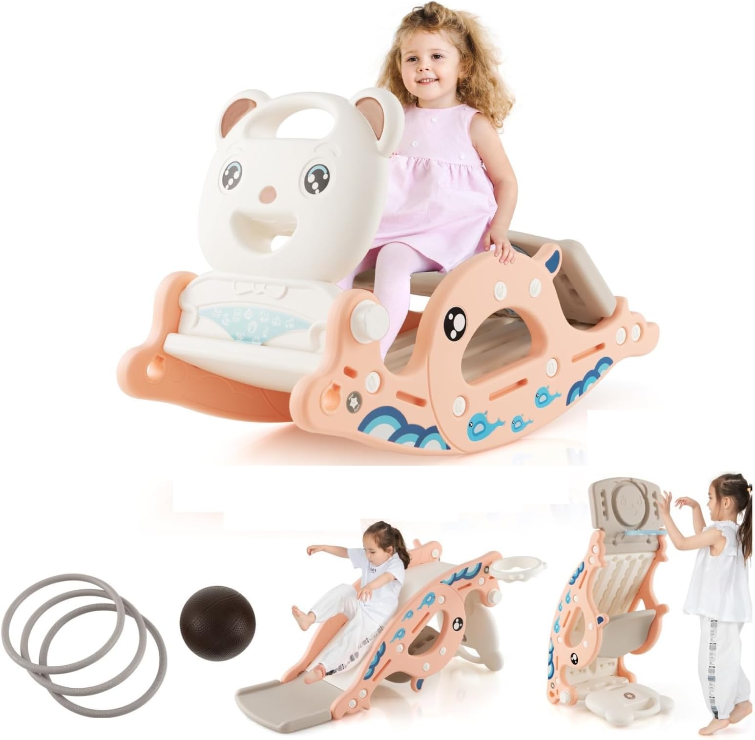 Amazon.com: Costzon 4 in 1 Toddler Slide Rocking Toy, Slide for Kids ...