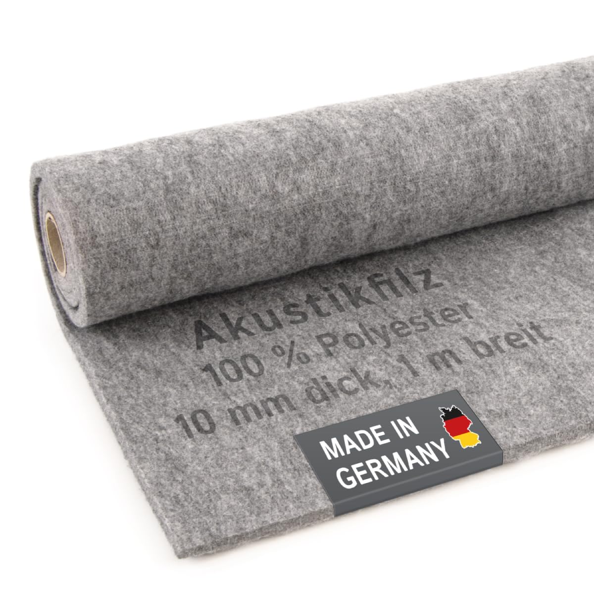 Akustikfilz Meterware 10 mm dick, Made in Germany, grau, 200 cm x 100 cm