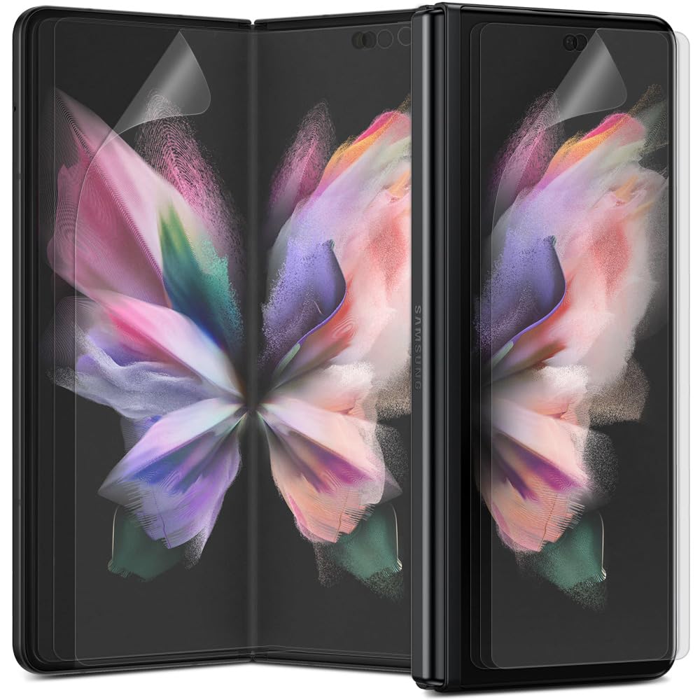[3+3] Protector de pantalla mate con bloqueo de luz azul para Samsung Galaxy Z Fold 3, paquete de 3 en el interior + 3 paquetes frontales, película híbrida EPU+TPU, antirreflejos, antihuellas