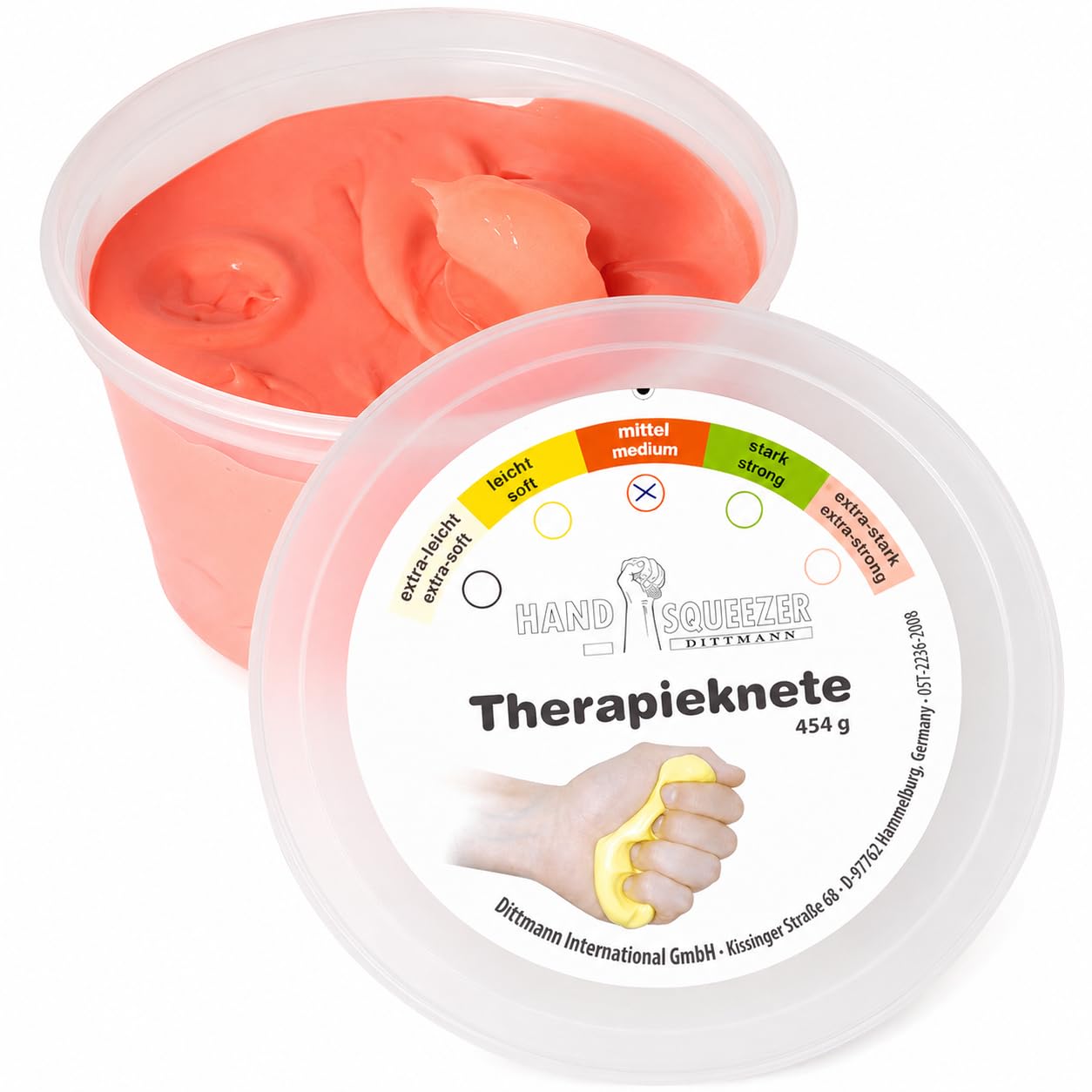 Plastilina terapúetica media para fisioterapia y entrenamiento, 453 g, color rojo