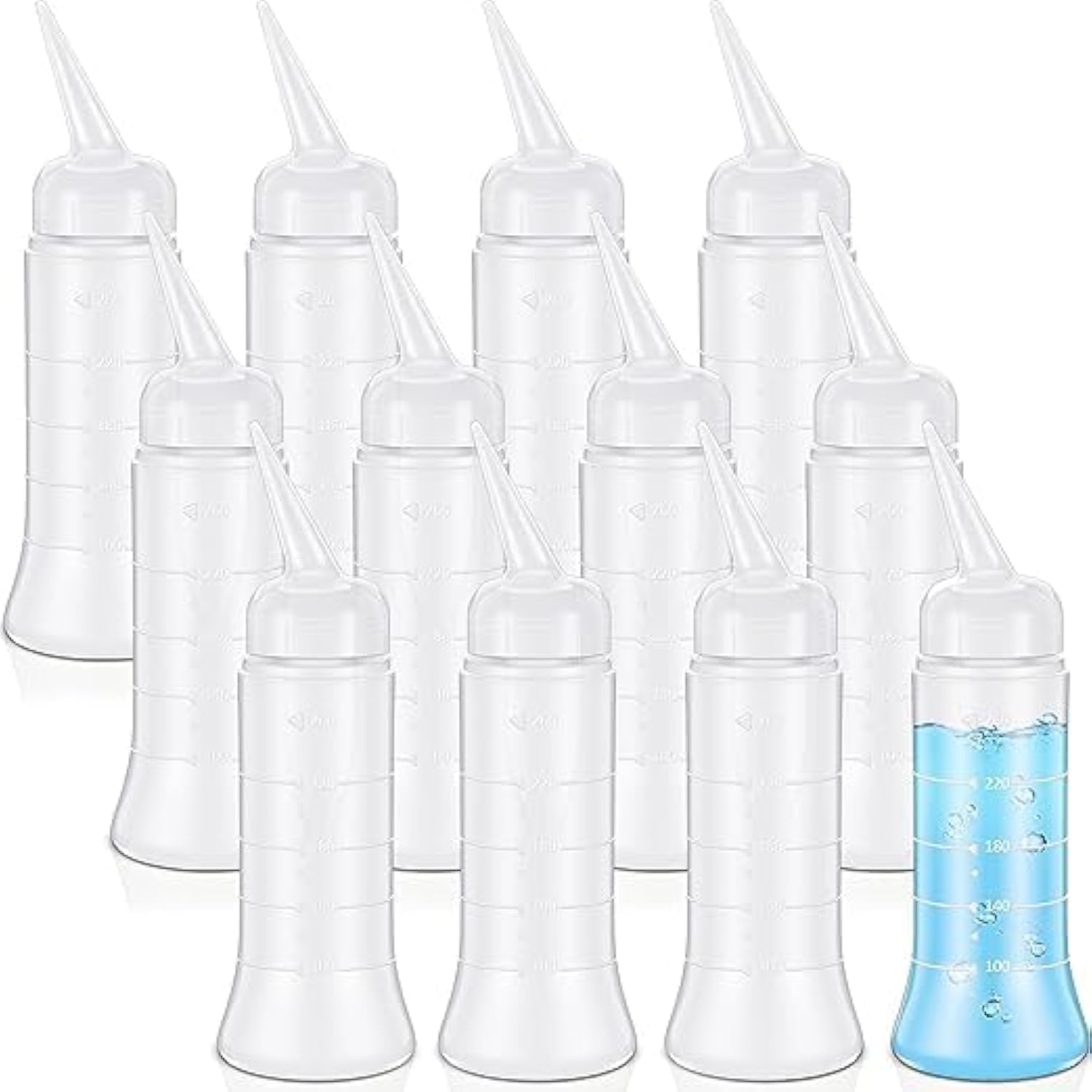 Hair Color Applicator Bottle, with Angled Tip 8.5 Oz Hair Color Dye Applicator Bottle Oil Bottles for Hair Plastic Squeeze Bottle for Home Salon Use for Grooming at Home or Traveling (12 Pieces)