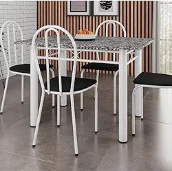 Conjunto Mesa e 4 Cadeiras Monique Artefamol Branco/preto