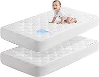 Vista 8 de SLEEP ZONE Protector de colchón impermeable para cuna, acolchado, ajustable, de 28 x 52 pulgadas, suave y transpirable, protector de cama infantil