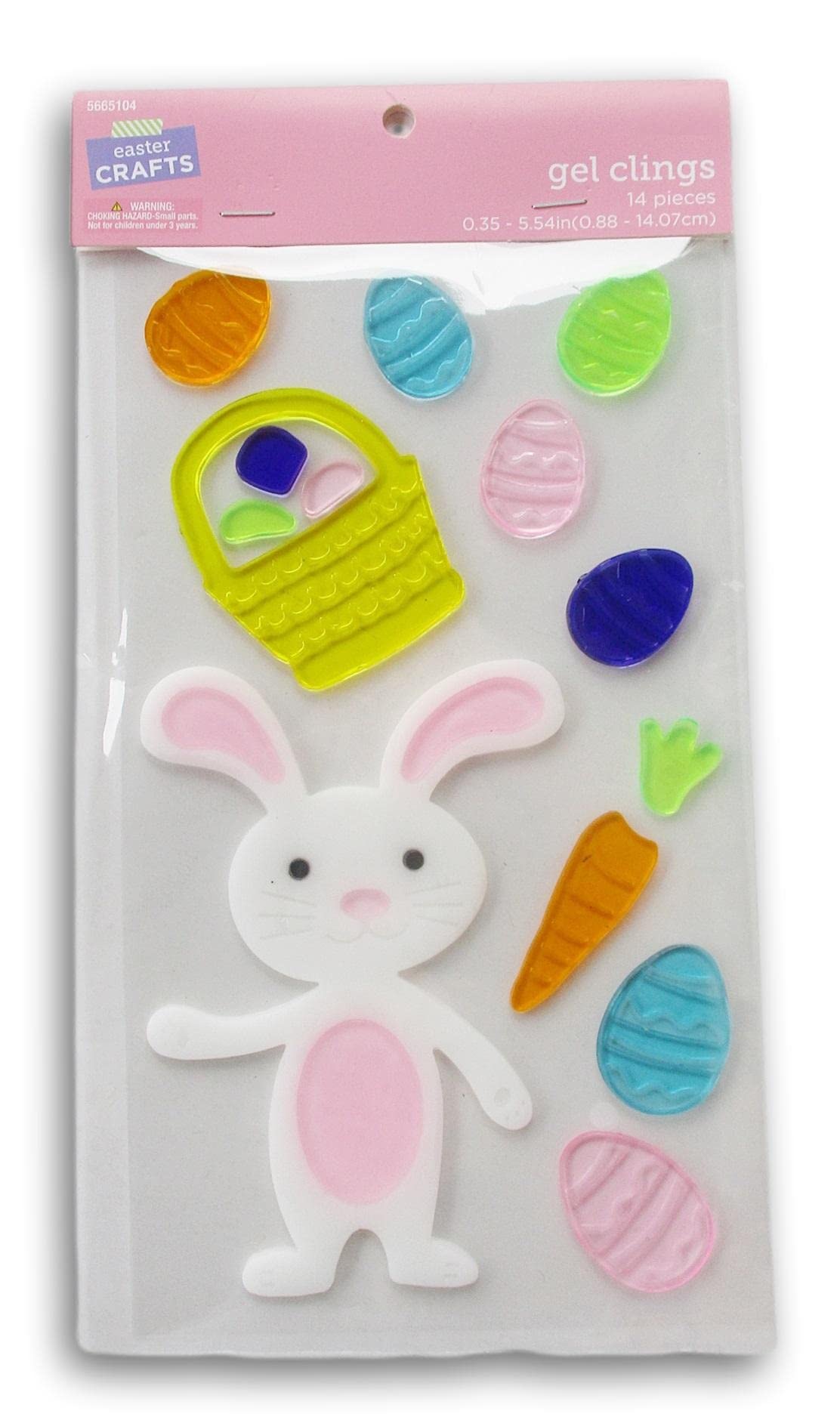 Bunny & Easter Egg Gel Window Clings Stickers - 14 Piece