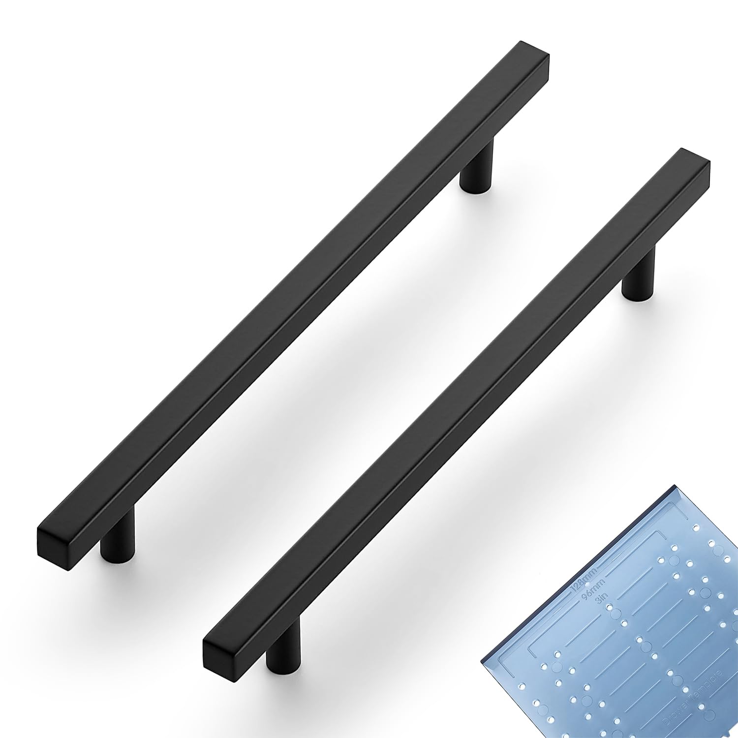 Ravinte Square Cabinet Handles, 20 Pack, 7.5" Hole Centers, Matte Black
