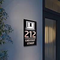 Vista 3 de Placa de dirección con números de casa solares, LED, moderno, personalizado, señalización, rectangular, 11.8 x 11.8 in