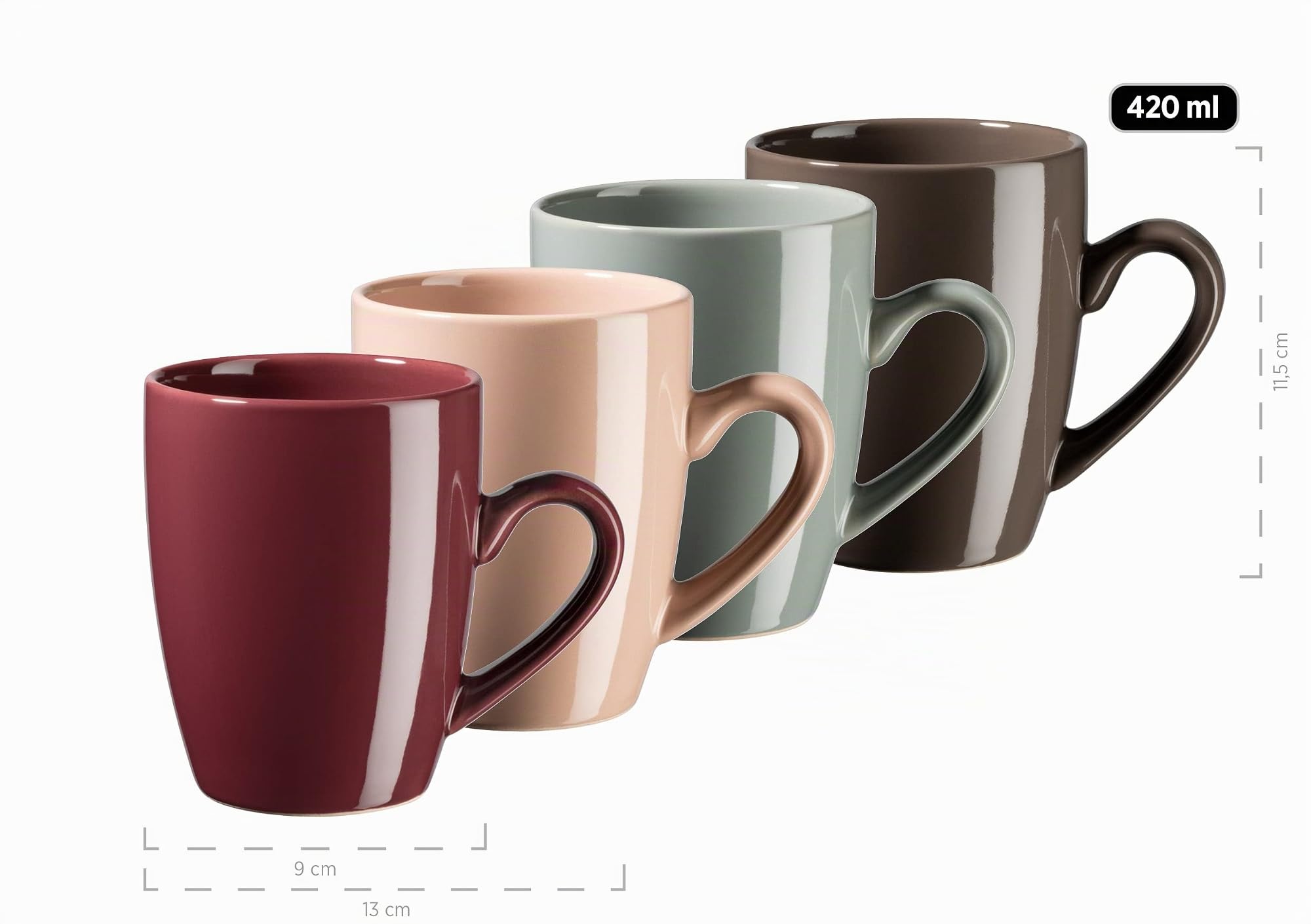 MÄSER 931956, Serie Inoda, Kombiservice für 4 Personen, 16-teiliges Geschirr Set mit Speiseteller, Dessertteller, Müslischale und Kaffeetasse, rundes Essgeschirr Geschirrset, Steinzeug, Autumn Foliage