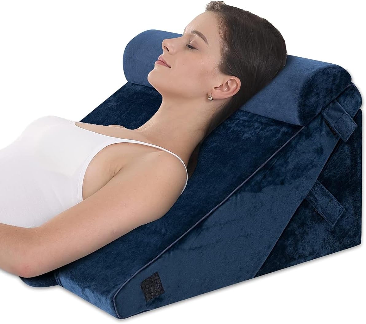 Grin Health High-Density Bed Wage Pillo Head with Head Rest Adjustable Veg Cushion, Acid Reflux, Leg Support Pilo, Bed Veg Pillo for Back Support Cushion, Pregnancy Pillow (Navy) Grin Health High-Density Bed Wage Pillo Head with Head Rest Adjustable Veg Cushion, Acid Reflux, Leg Support Pilo, Bed Veg Pillo for Back Support Cushion, Pregnancy Pillow (Navy)