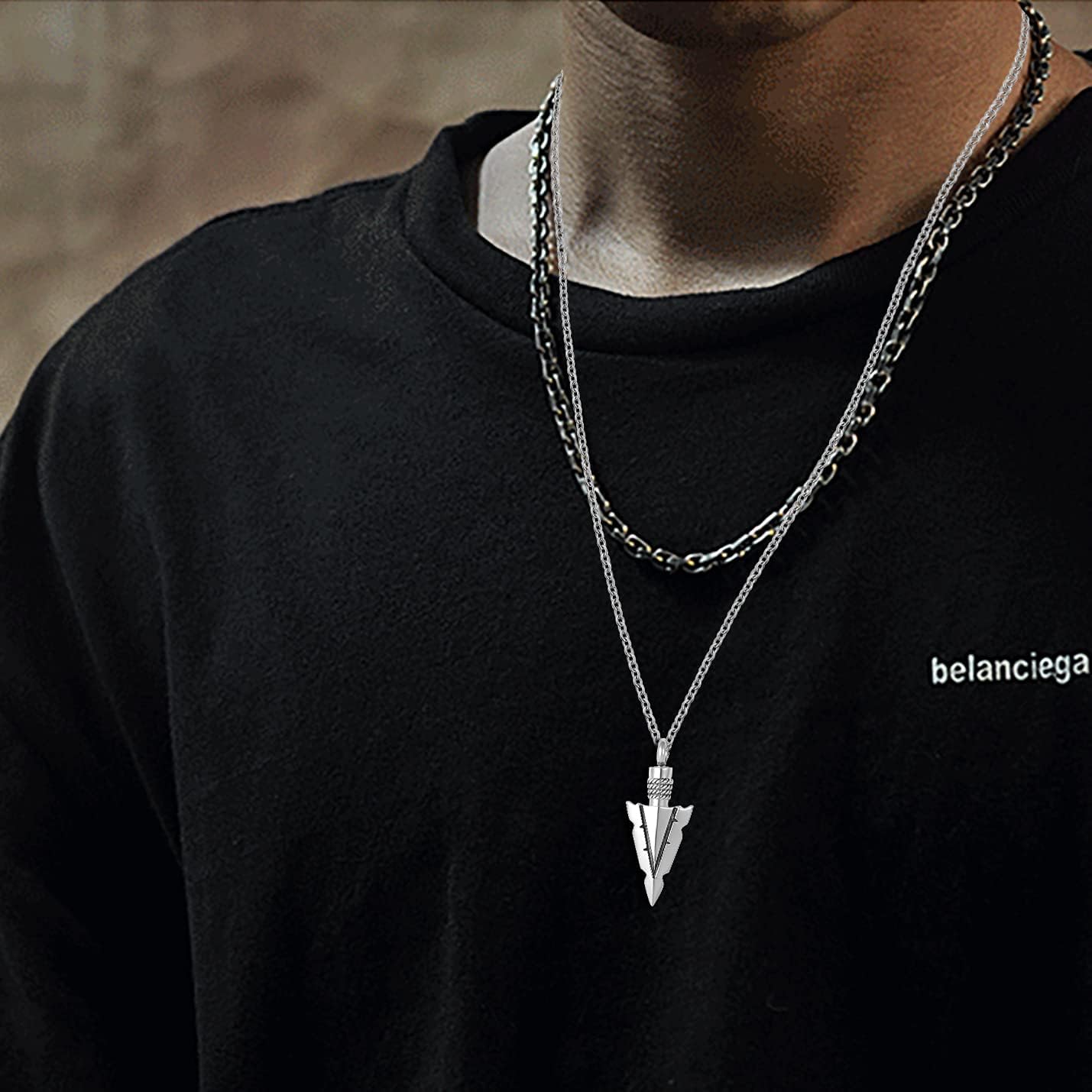 YSAHan Spearpoint Arrowhead Pendant Cremation Jewelry for Men Ashes Spear Point Arrow Urn Necklace Keepsake Memorial, UR-12_Arrowhead - Image 6