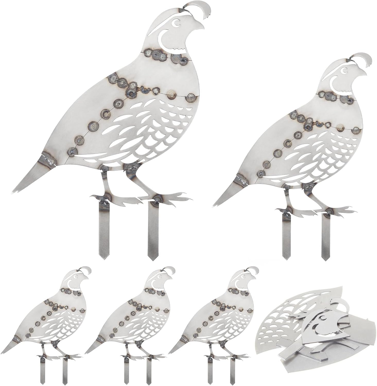 Chumia 5 Pack Quail Welding Practice Kit for Beginner, Steel Welding Coupons Kit, Tig, Mig, Gas, Arc Training for DIY Metal Garden Bird Stakes