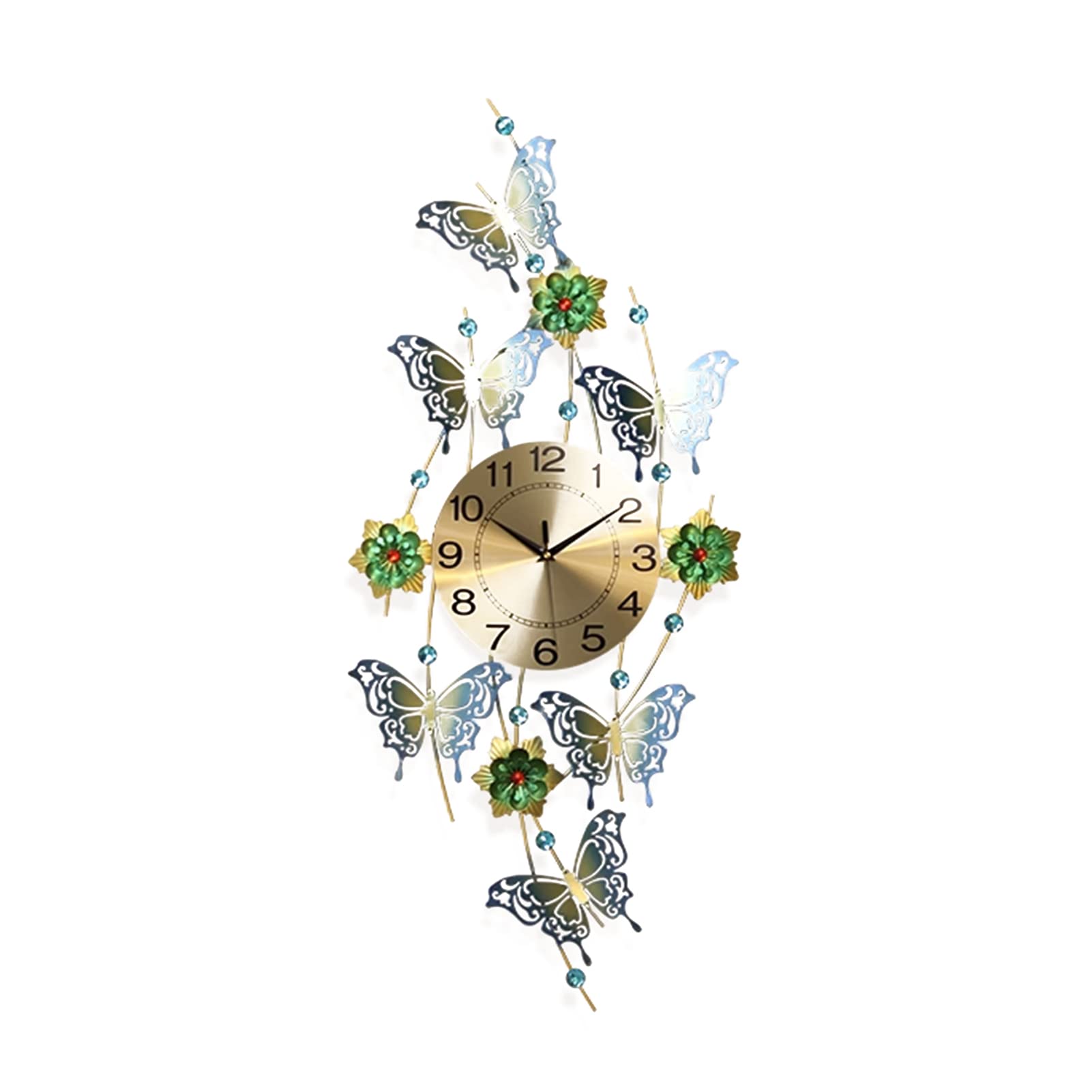 MYUYEE 38.6 Inch Butterfly for Living Room ation Silent Non-Ticking Modern Metal Clock