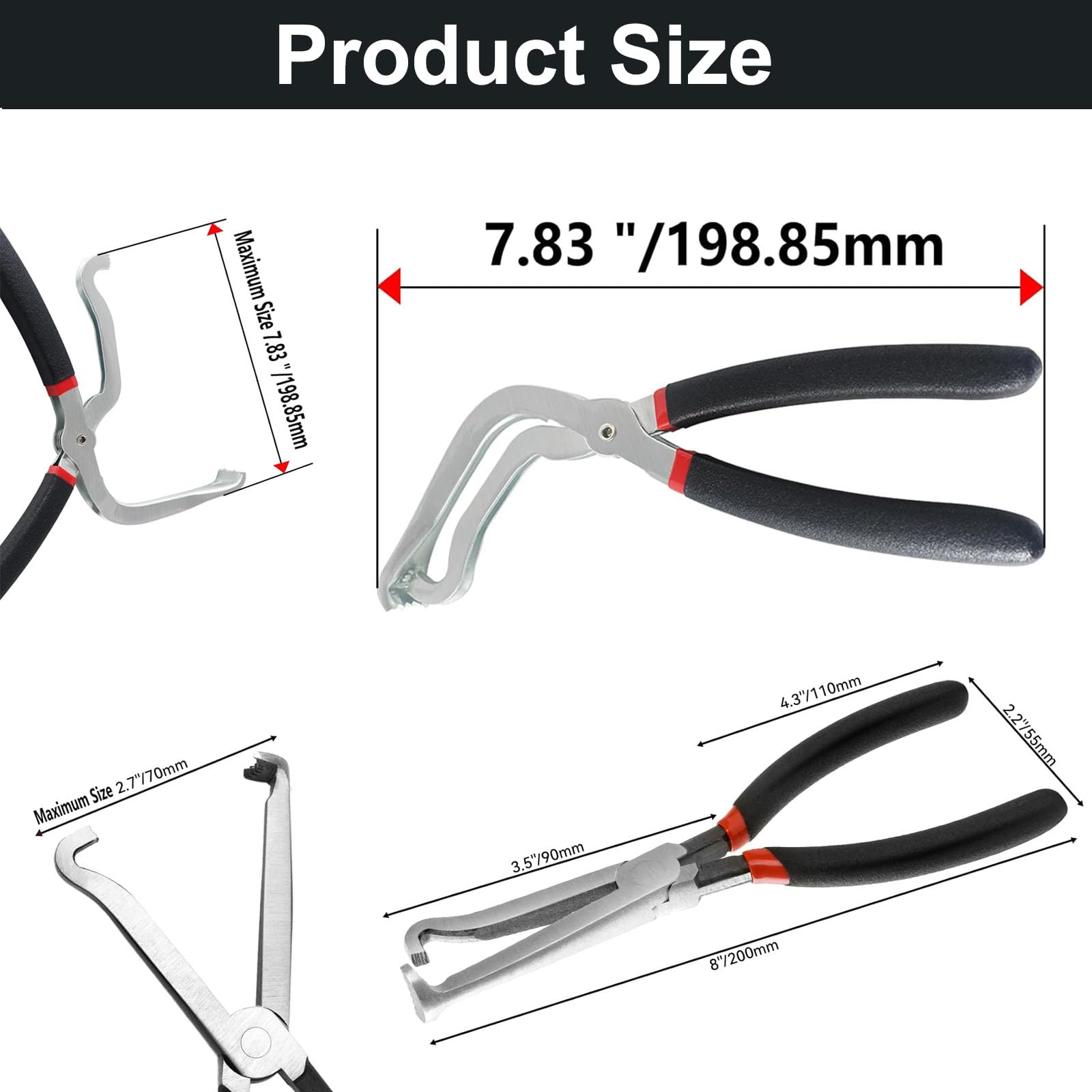 2Pcs Electrical Disconnect Pliers 37960, 37980 Electrical Connector Disconnect Pliers, 60 Degree, Automotive Tools for Push Tab Style Plugs (Straight+60 Degree)