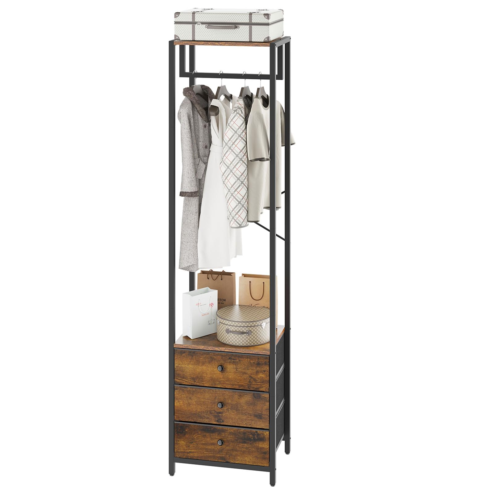 Ymyny Garment Rack Clothes Rack With Drawers Freestanding Tall