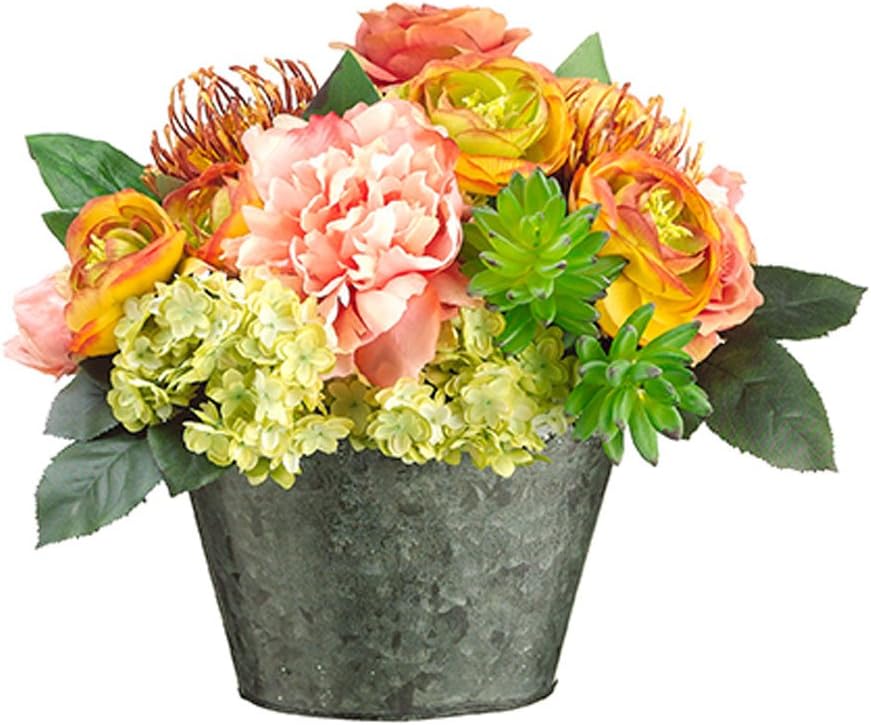 Arcadia Silk Plantation 13" Hx14 Wx13 L Rose/Peony/Protea