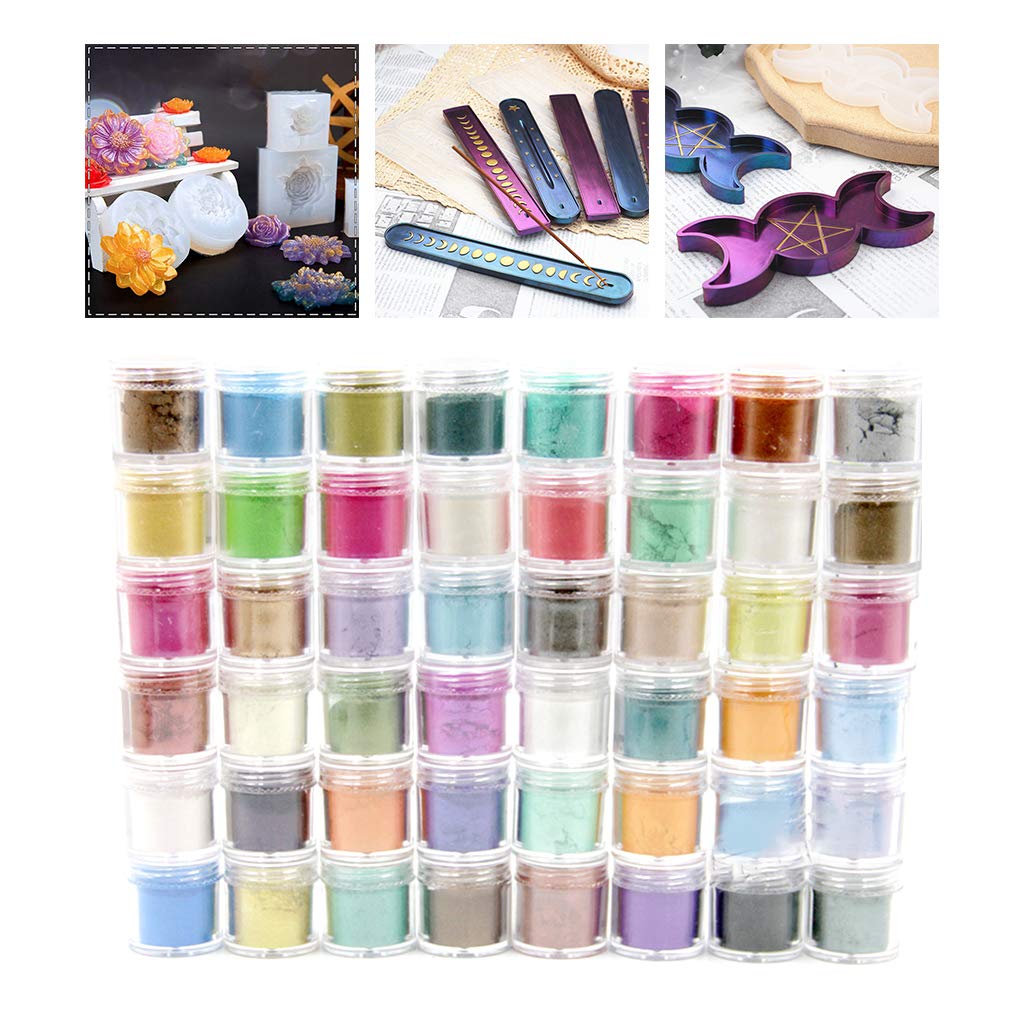 DIIOOMIEEU 48 Colors Cosmetic Grade Pearlescent Natural Mineral Powder Epoxy Resin Dye